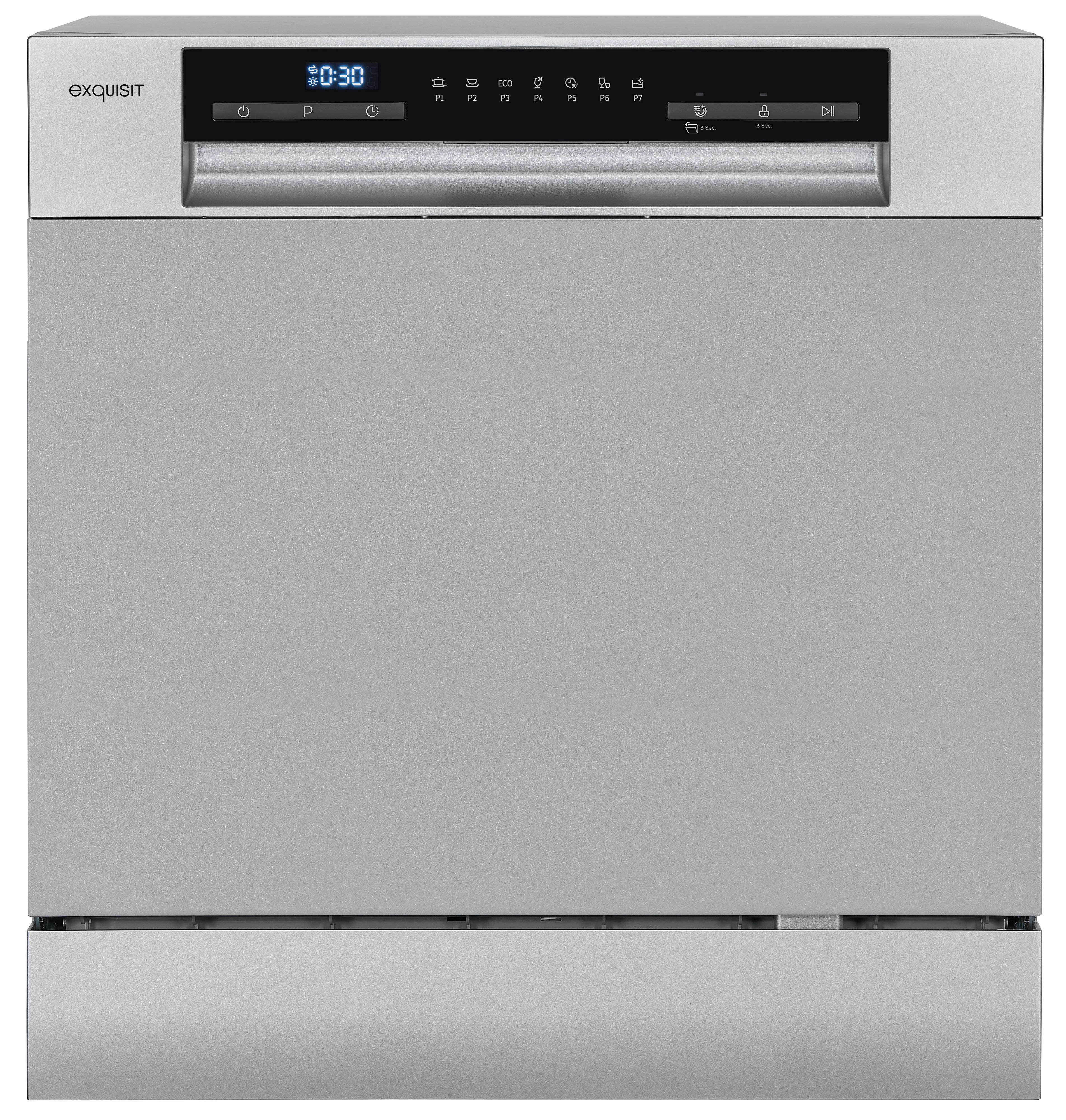 Exquisit GSP508-030D Silber Tischgeschirrspüler, kompakt, 8 Maßgedecke, Edelstahl-Optik