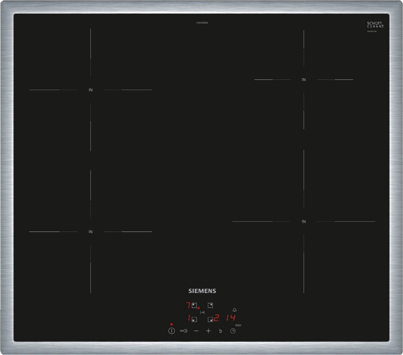 Siemens EH645BEB6E  Induktionskochfeld  flacher, breiter Rahmen  autark  aufliegender Einbau 