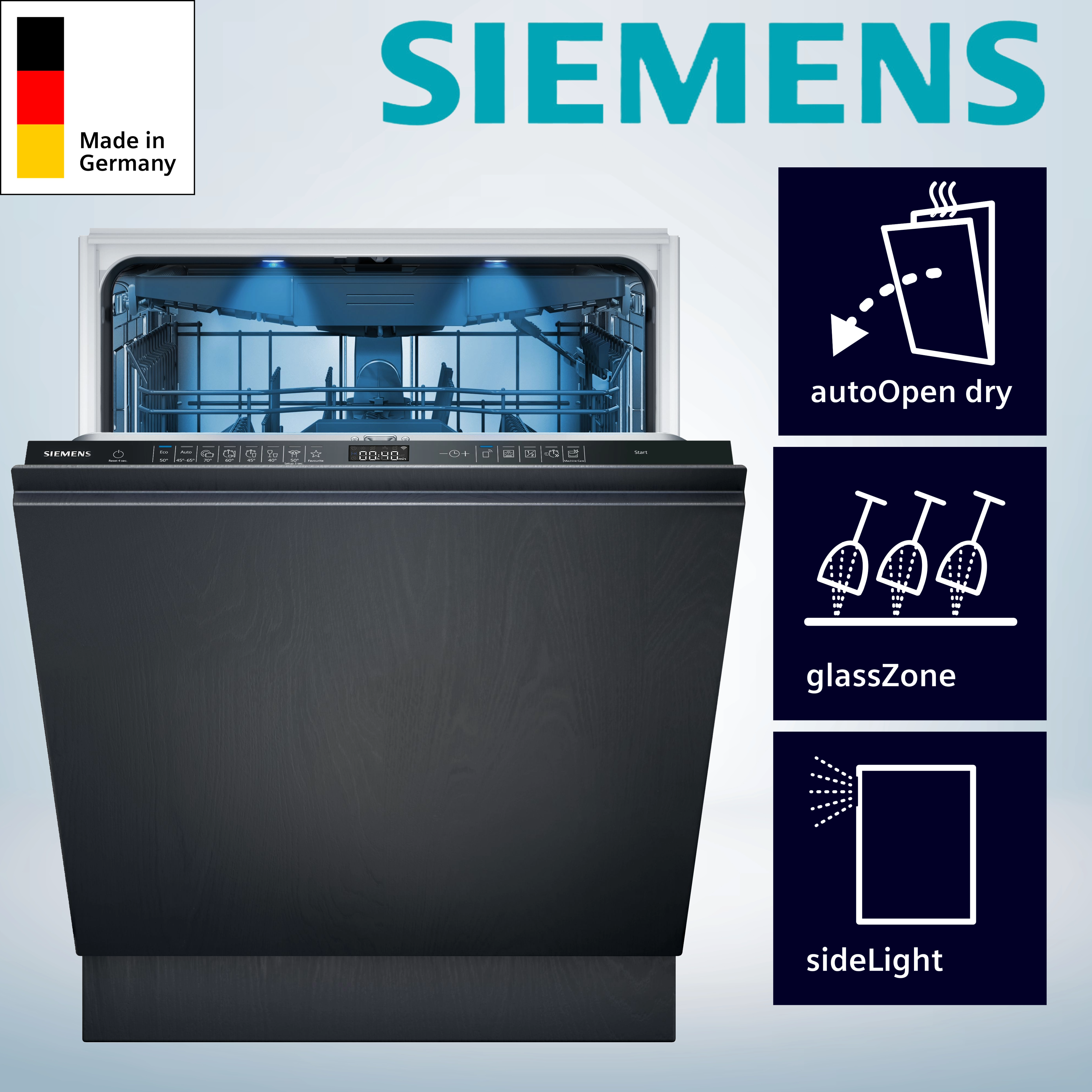 Siemens SN95EX12CE  Vollintegrierter Geschirrspüler, 60 cm, varioScharnier für besondere Einbausituationen
