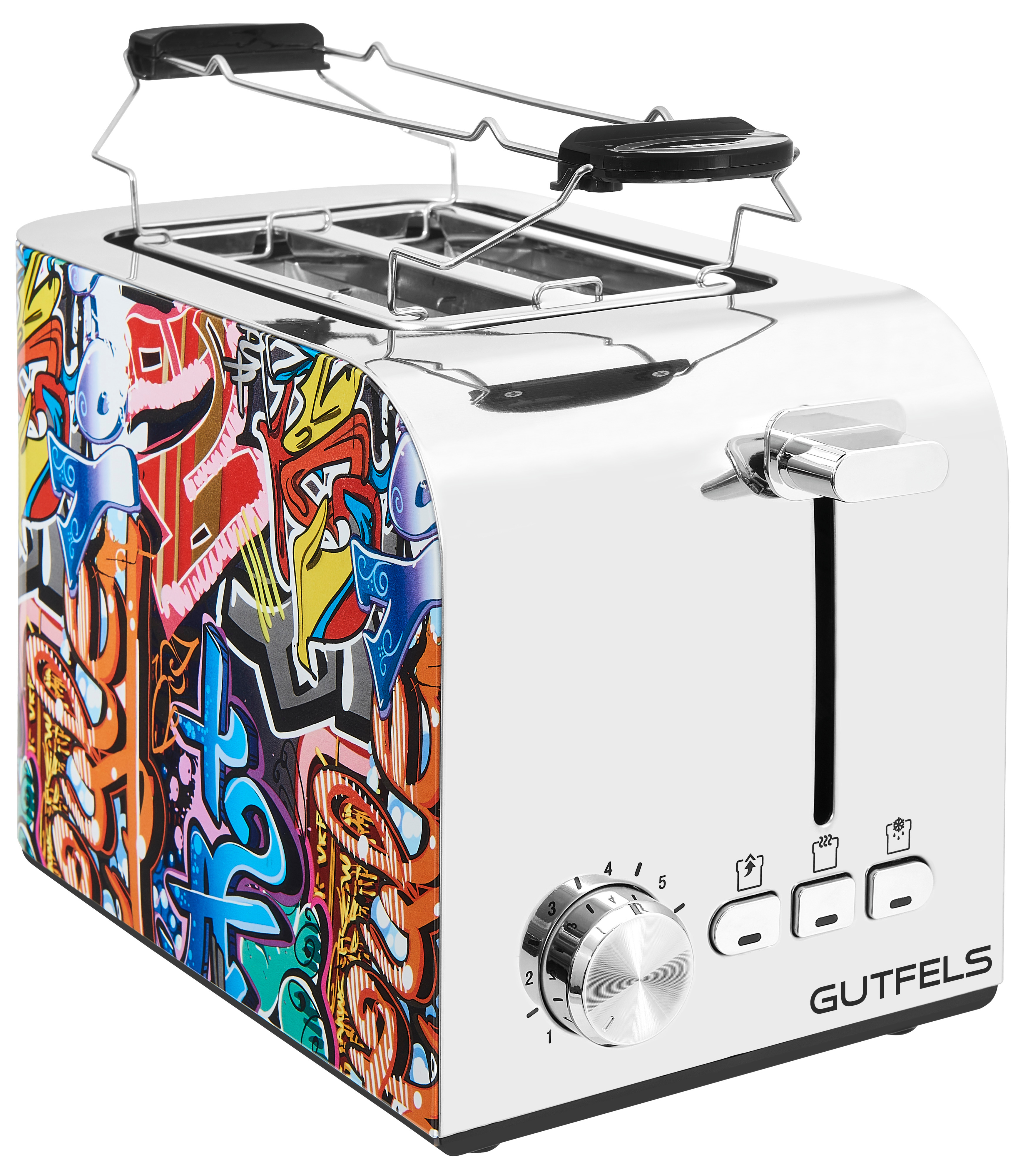 Gutfels Toast 3010 G – 2-Scheiben-Toaster mit Brötchenaufsatz, Auftaufunktion, 850 W, Weiß