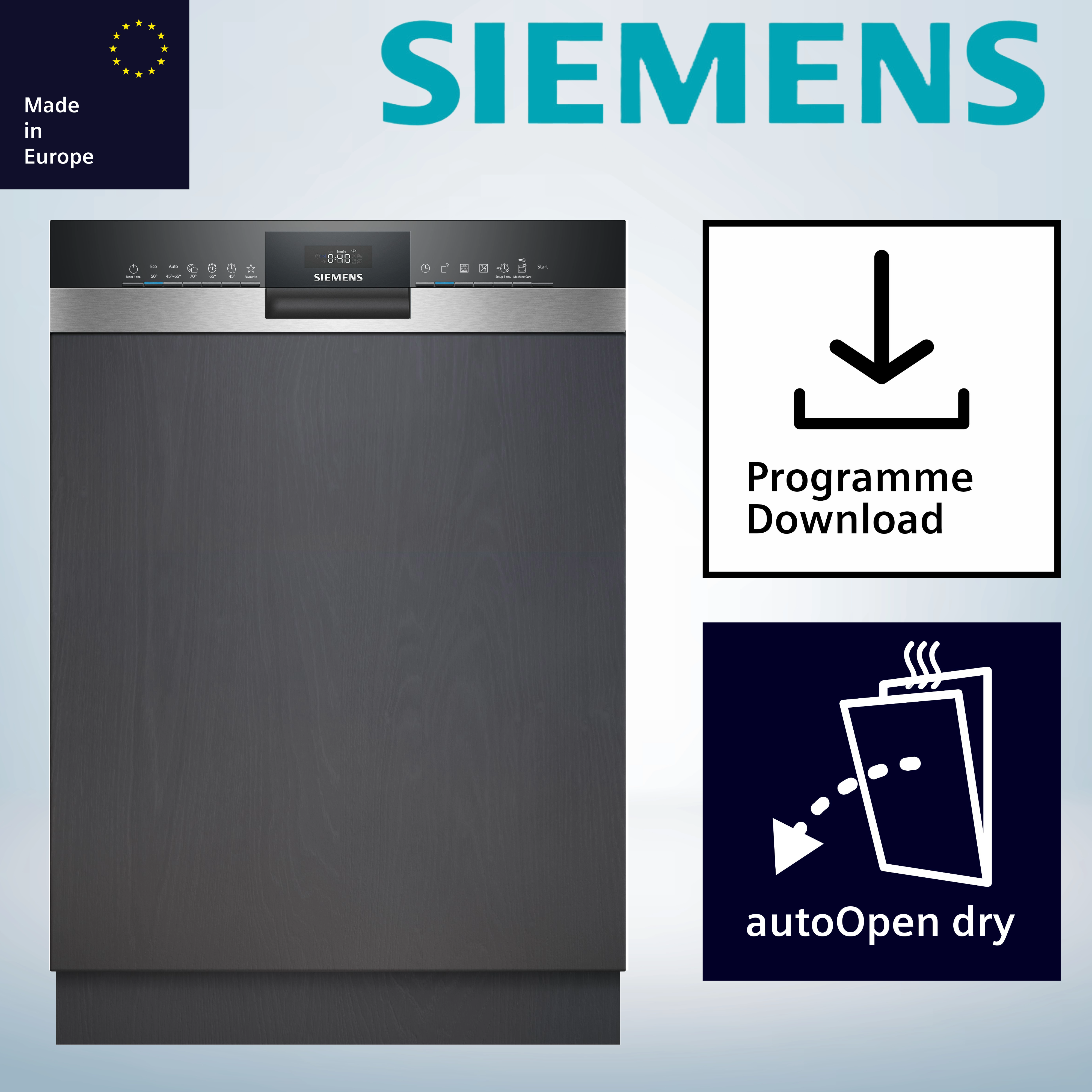 Siemens SN53ES06VE Smarter Geschirrspüler, Teilintegrierte Spülmaschine, 60 cm