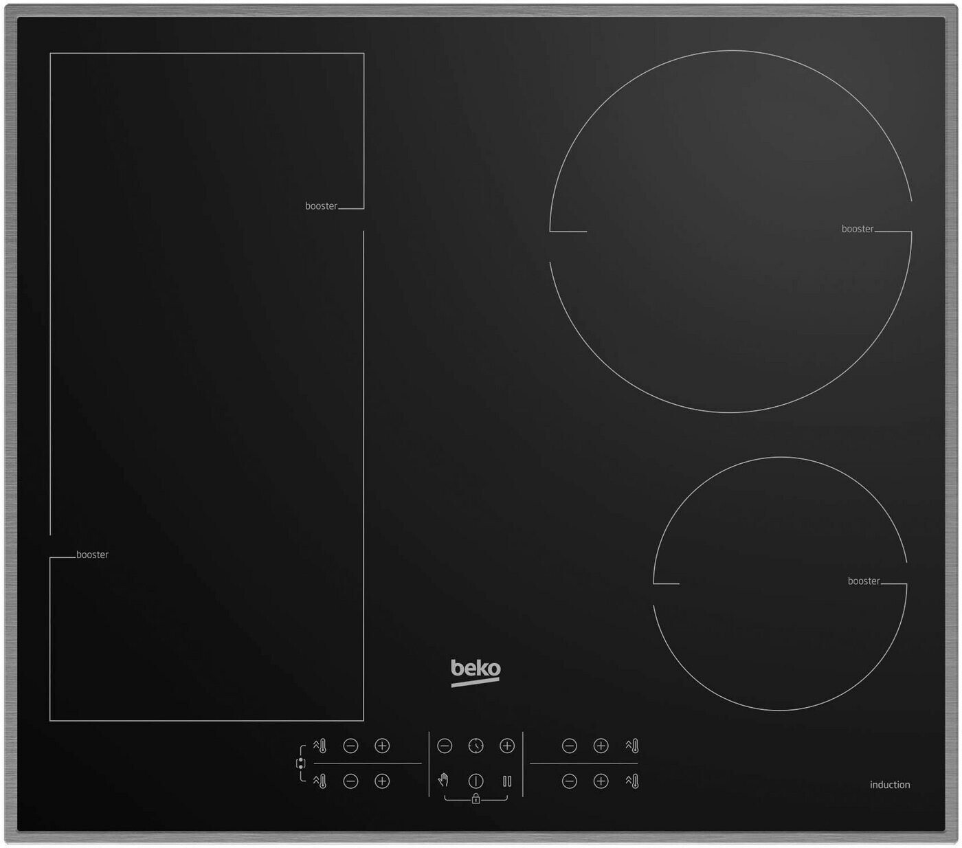 Beko HII 64200 FMTX  Induktions Kochfeld HII 64200 FMTX/Flexibles Kochfeld für alle Ihre Töpfe und Pfannen