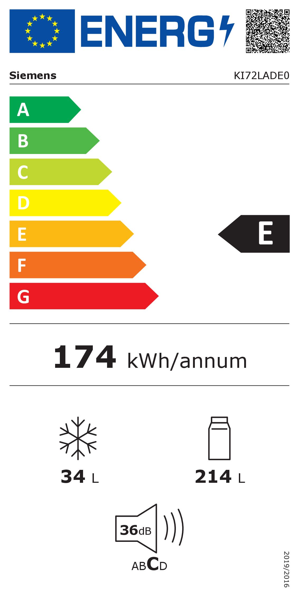Siemens KI72LADE0 Einbaukühlschrank, 174 kWh/Jahr, Inhalt Kühlbereich 214 Liter Siemens KI72LADE0 Einbaukühlschrank, 174 kWh/Jahr, Inhalt Kühlbereich 214 Liter