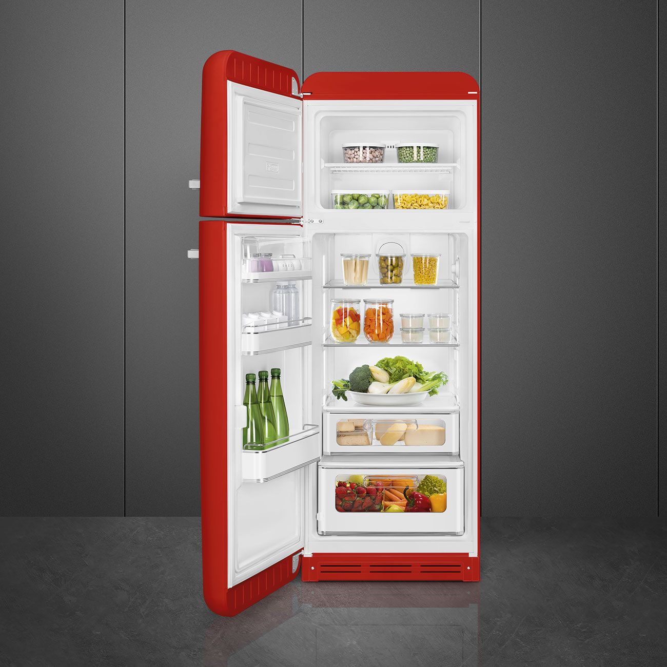 Smeg 50-iger Style Stand-Kühl-/Gefrierkombi L Rot FAB30LRD5