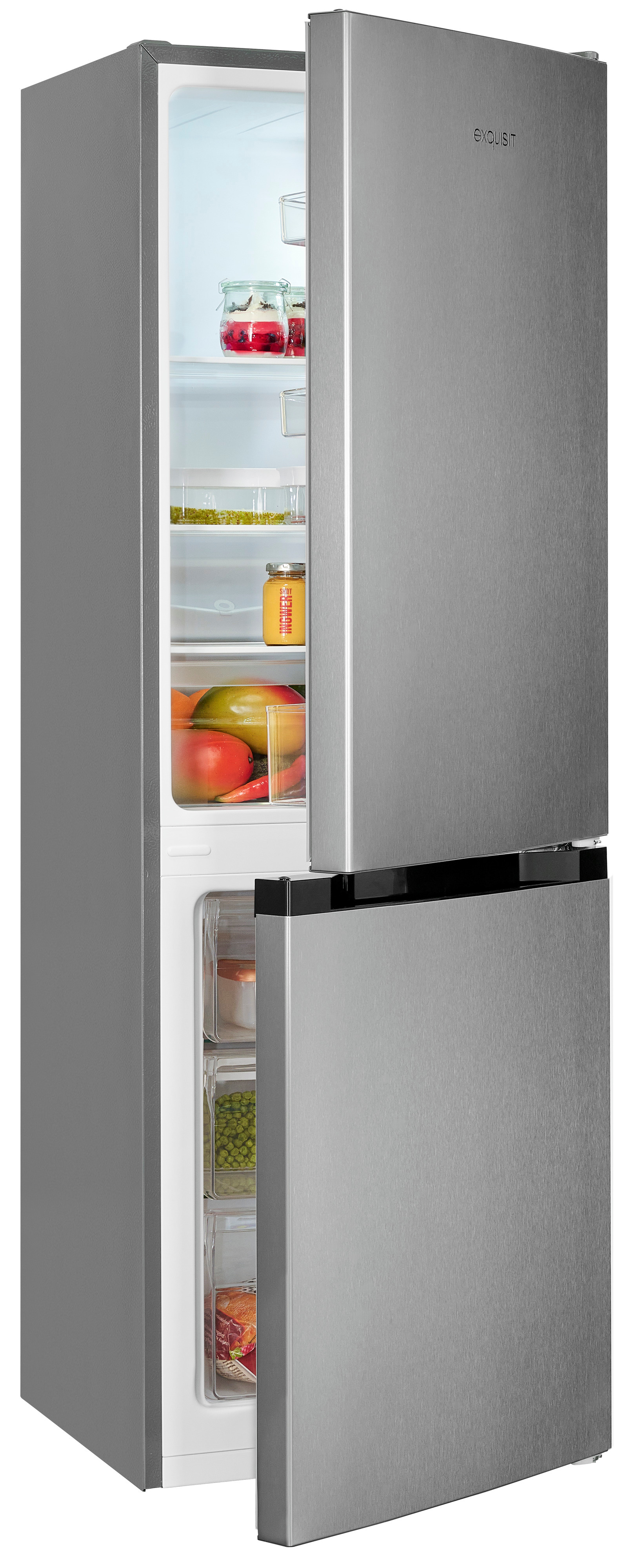 Exquisit KGC231-60-E-050C – Moderne Kühl-Gefrierkombination, inoxlook, 157 Liter, freistehend Exquisit KGC231-60-E-050C – Moderne Kühl-Gefrierkombination, inoxlook, 157 Liter, freistehend