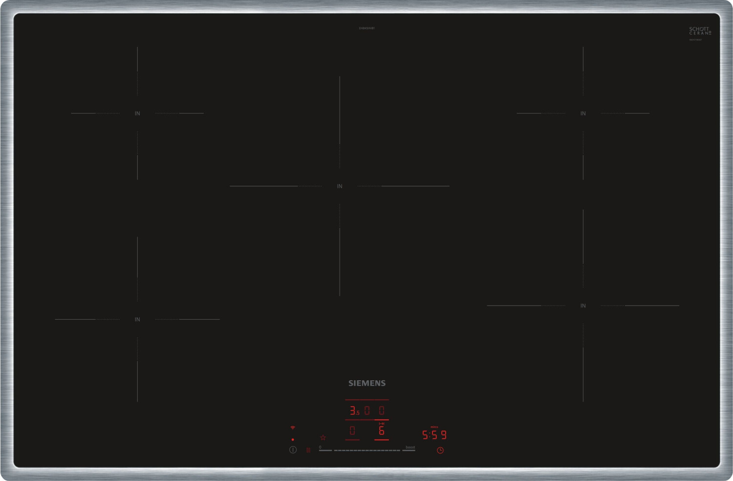 Siemens EH845HVB1E  Induktionskochfeld  flacher, breiter Rahmen  autark 