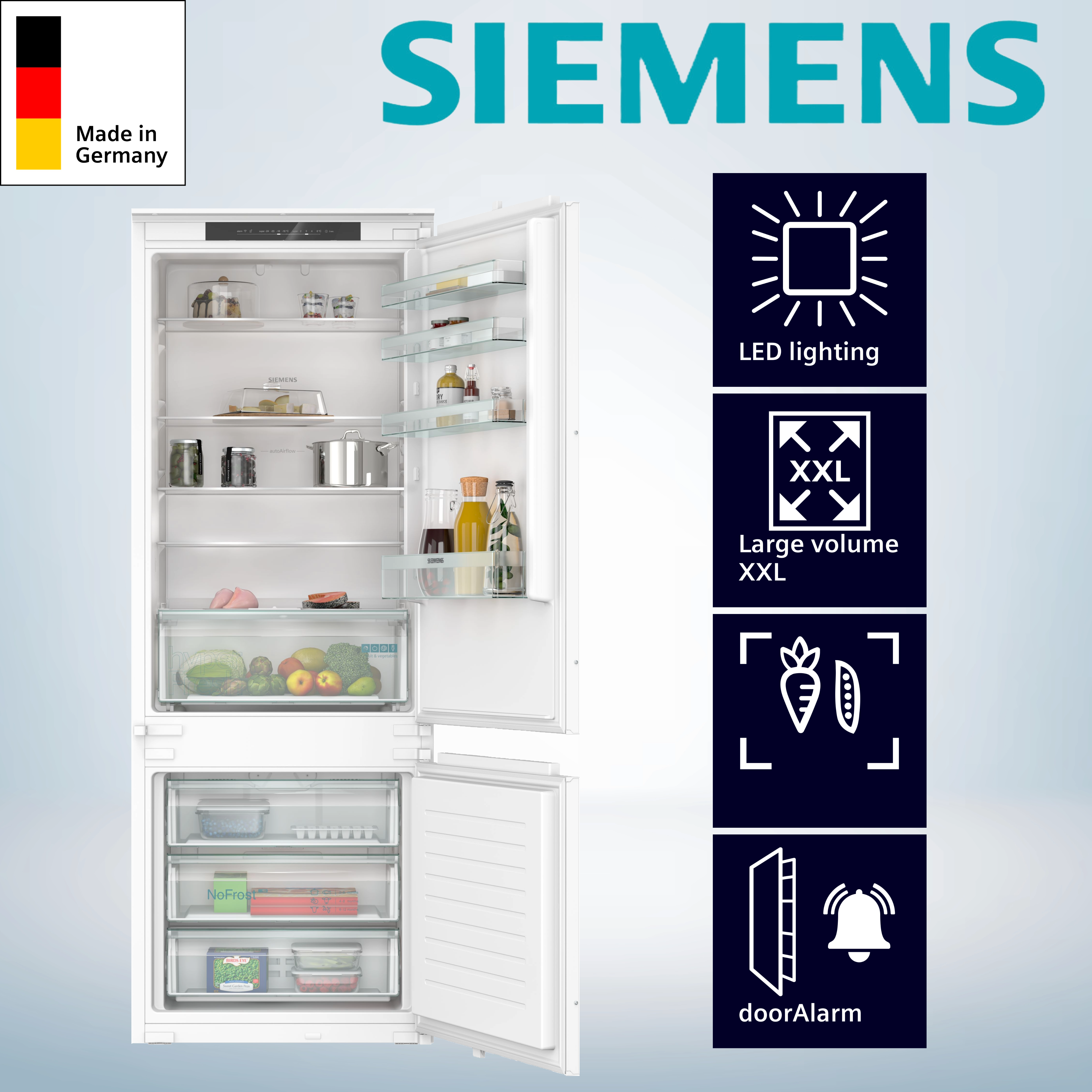 Siemens KB96NNSE0 Einbau-Kühl-Gefrier-Kombination, 193,5 x 69,1 cm, 285 L Kühlen + 98 L Gefrieren