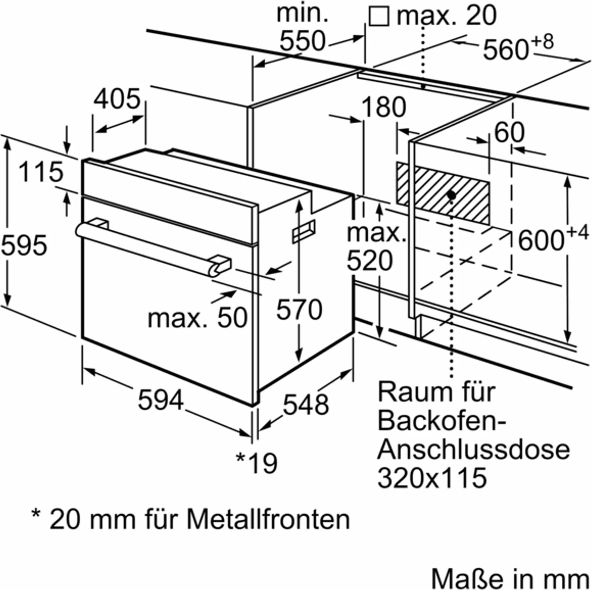 Siemens HE010FBA0 Einbau-Herd, 60 x 60 cm, Schwarz, Edelstahl