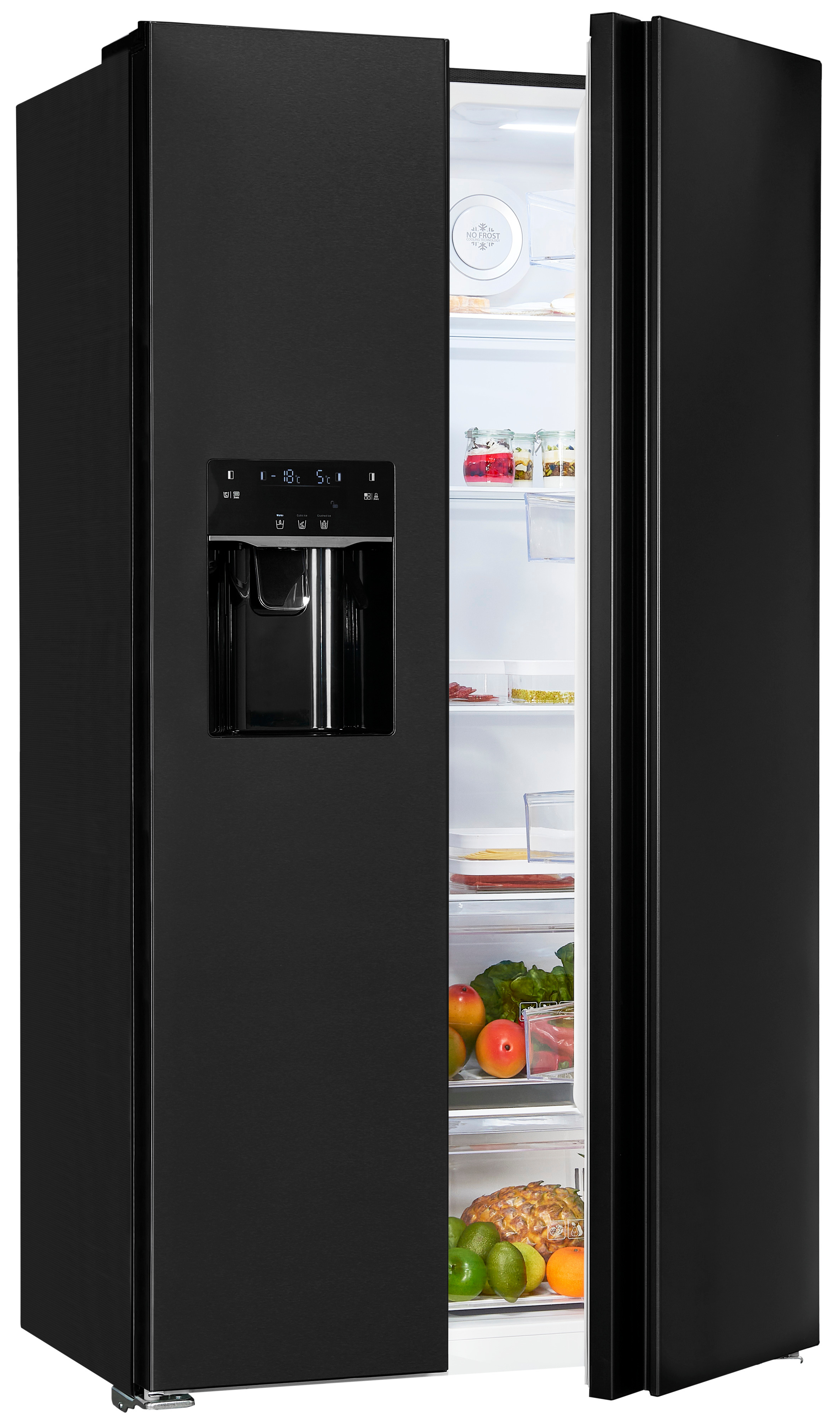 Exquisit SBS520-CF-040E inoxlook-az – Side-by-Side-Kühlschrank mit Eiswürfelspender und 513 Liter Volumen Exquisit SBS520-CF-040E inoxlook-az – Side-by-Side-Kühlschrank mit Eiswürfelspender und 513 Liter Volumen