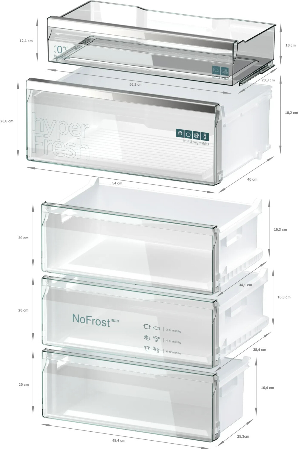 Siemens KG49NAXCF  Smart Kühlschrank  178 kWh/Jahr  Inhalt Kühlbereich 311 Liter  Höhe 203 cm