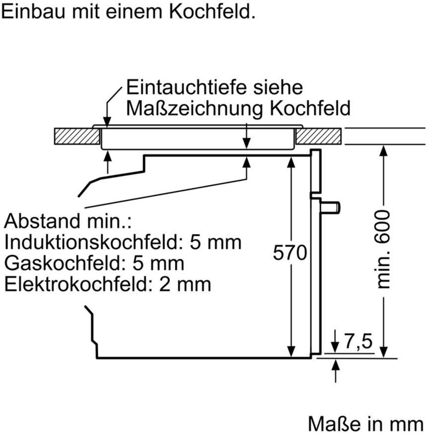 Siemens HE213ABS0 Einbauherd  71 Liter  Breite 60 cm  Ober-/Unterhitze  Grill  Heißluft 