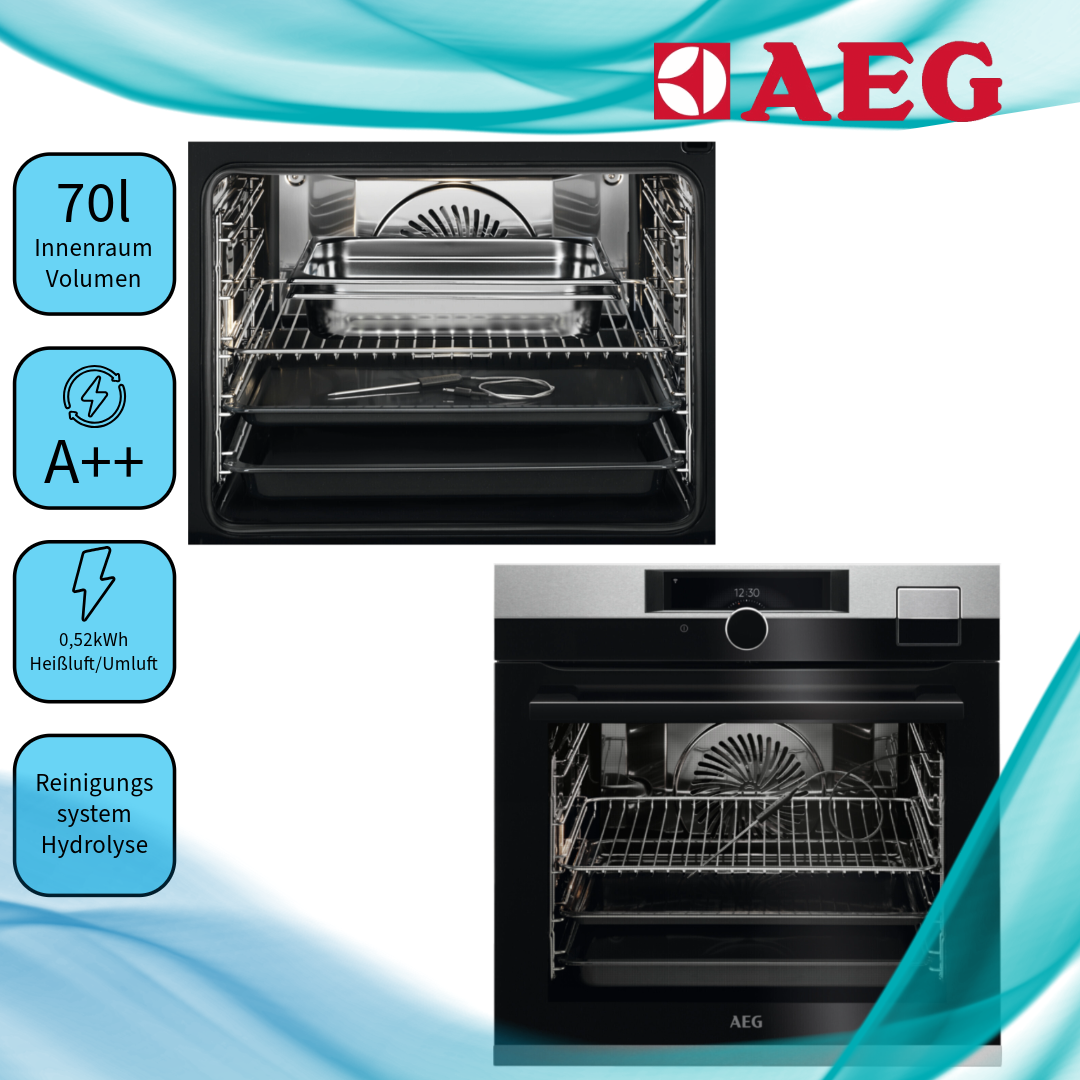 AEG BSE99823BM Einbaubackofen  70 Liter  Dampf-Backofen