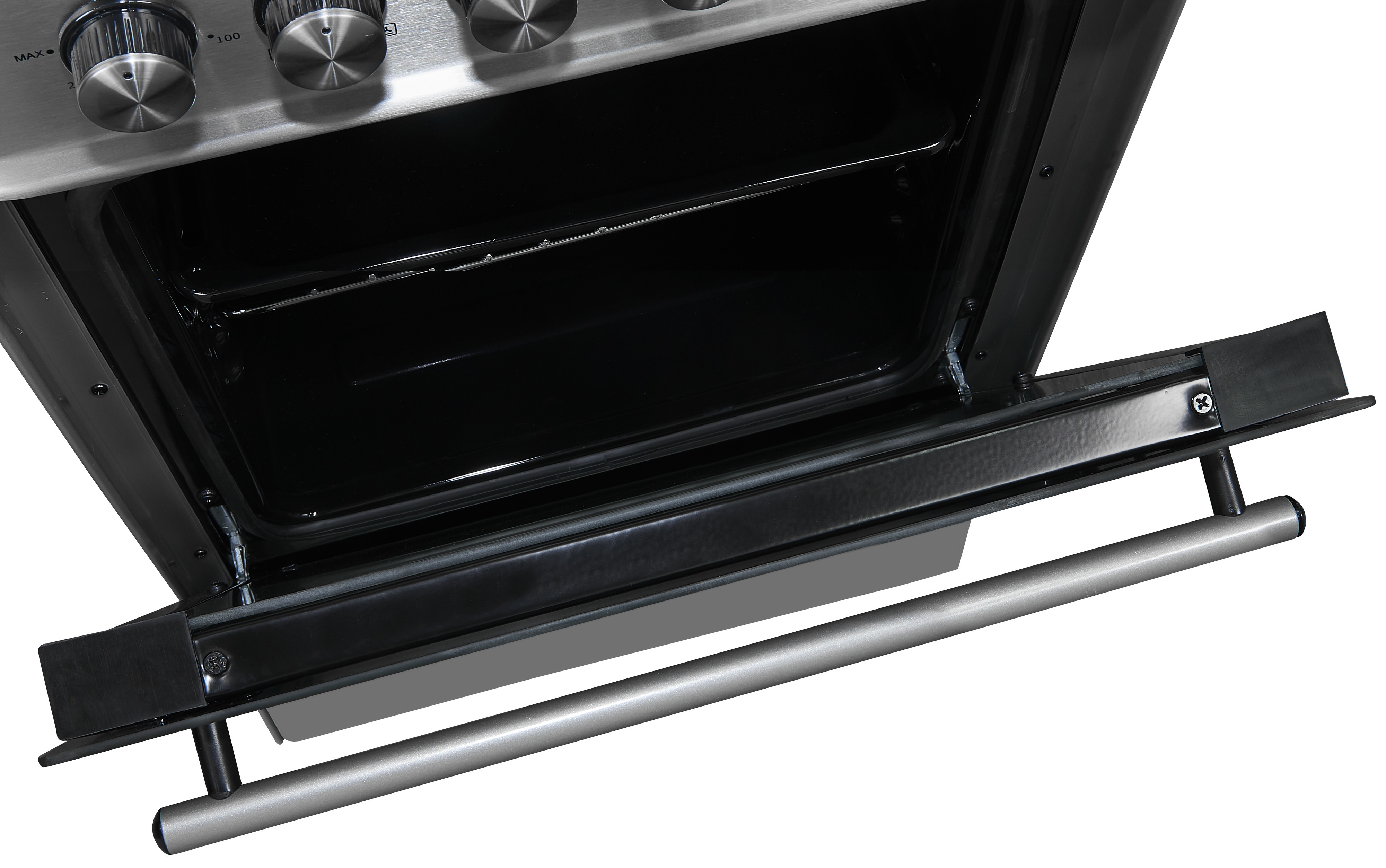 Exquisit ECM 5-4 inox Standherd mit Glaskeramik-Kochfeld, 46L, Energieeffizienzklasse A