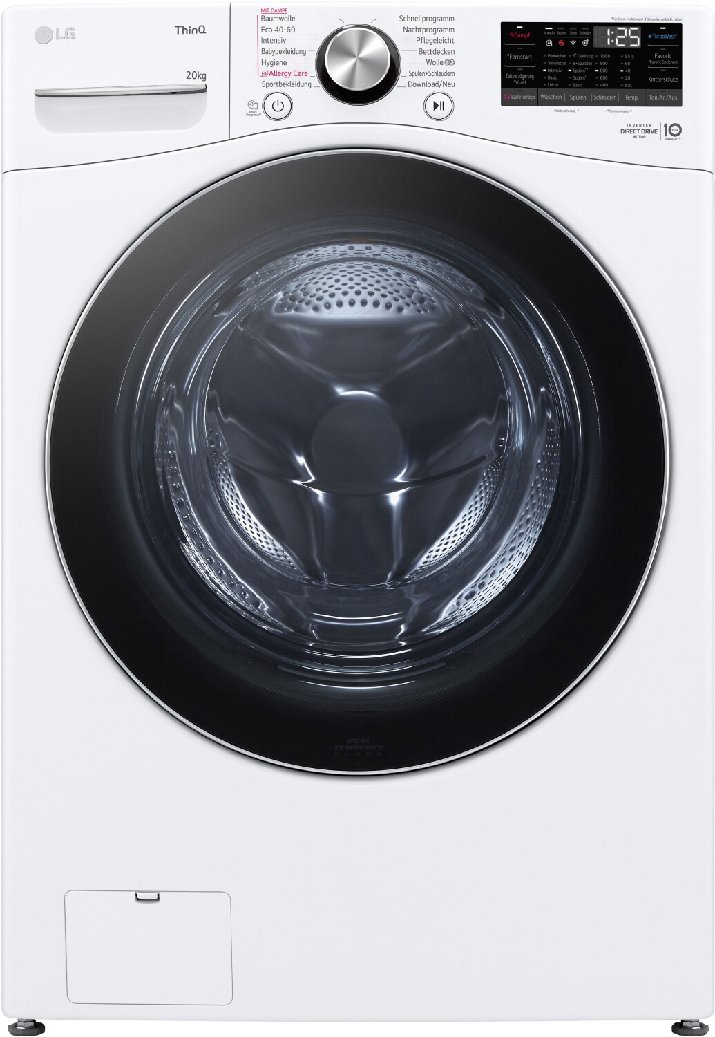 LG F0WVT202 weiss Waschmaschine 20 kg Inverter Direct Drive Wäsche nachlegen 