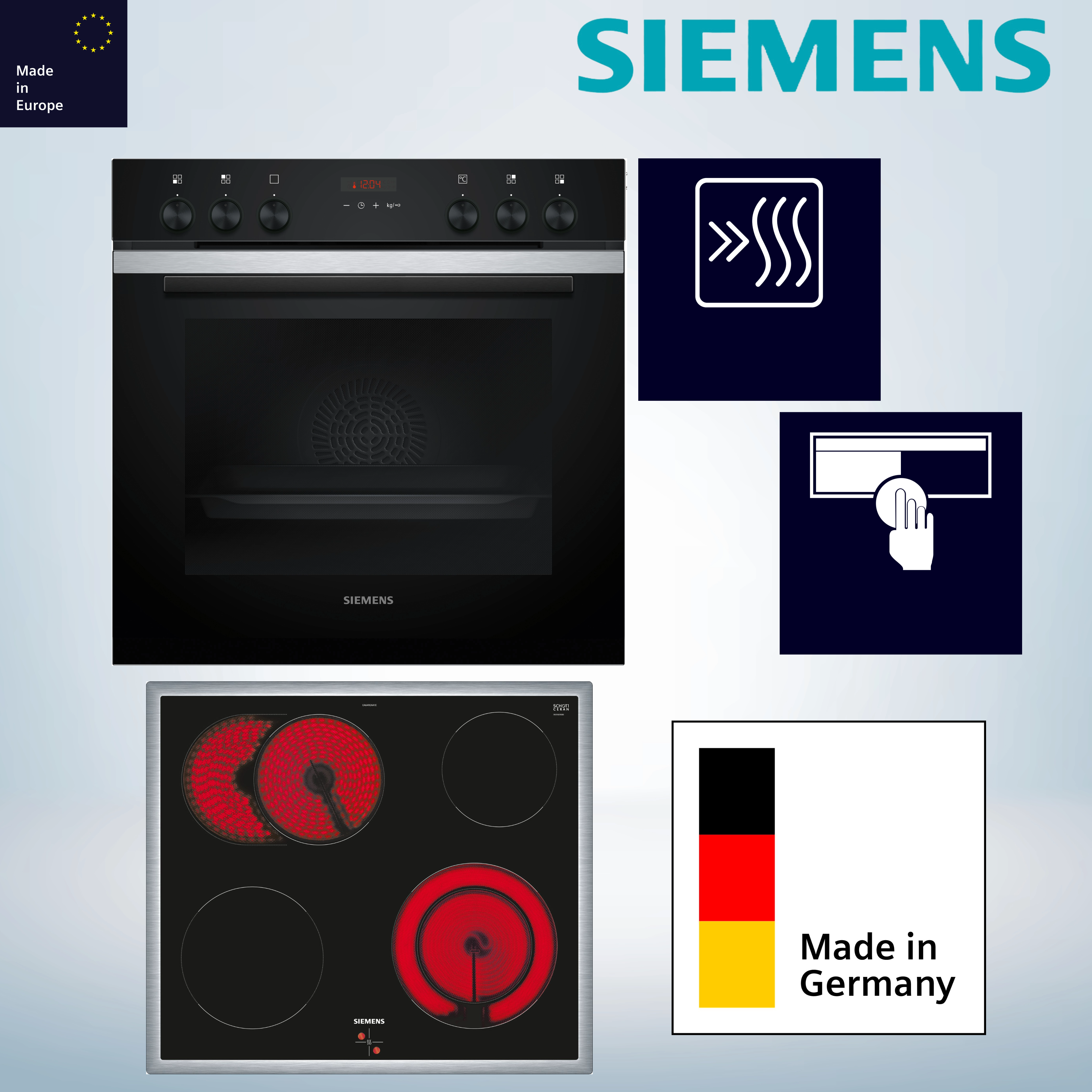  Siemens PQ212KA10 (HE273ABS3 + EA64RGNA1E) Elektro-Herd-Set Großflächengrill