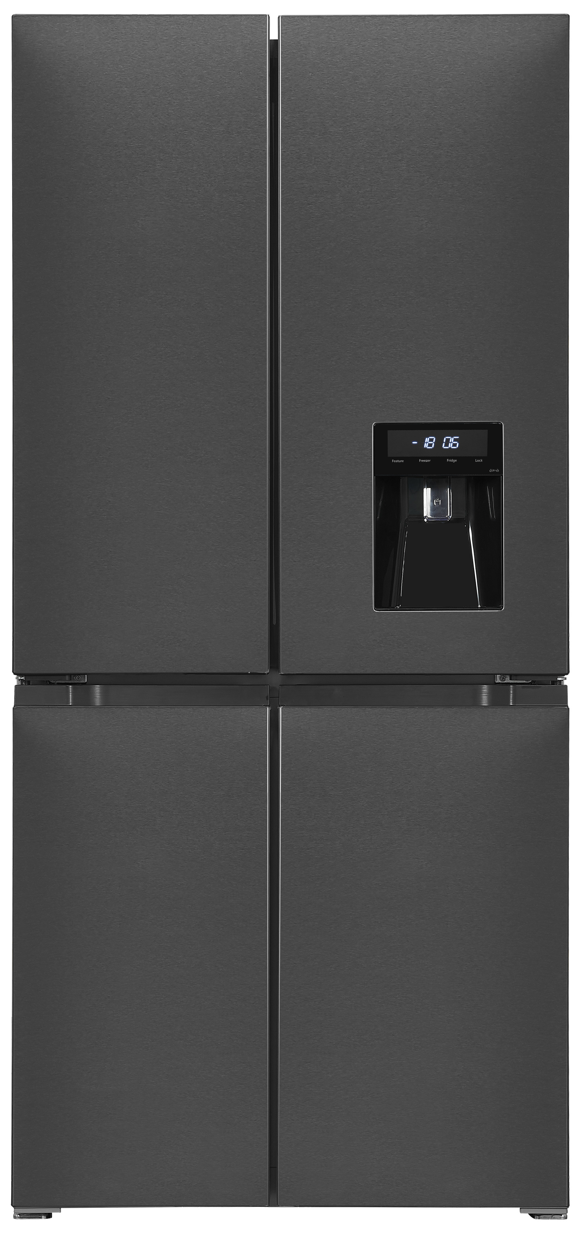 Exquisit MD430-100-WS-200E inoxlook-az – Side-by-Side-Kühlschrank mit No-Frost und Wasserspender