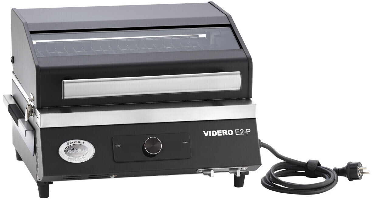 Rösle Portable VIDERO E2-P EU schwarz 25582 Elektrogrill  Gesamtleistung 2.800 Watt  mit Thermometer  mit Deckel