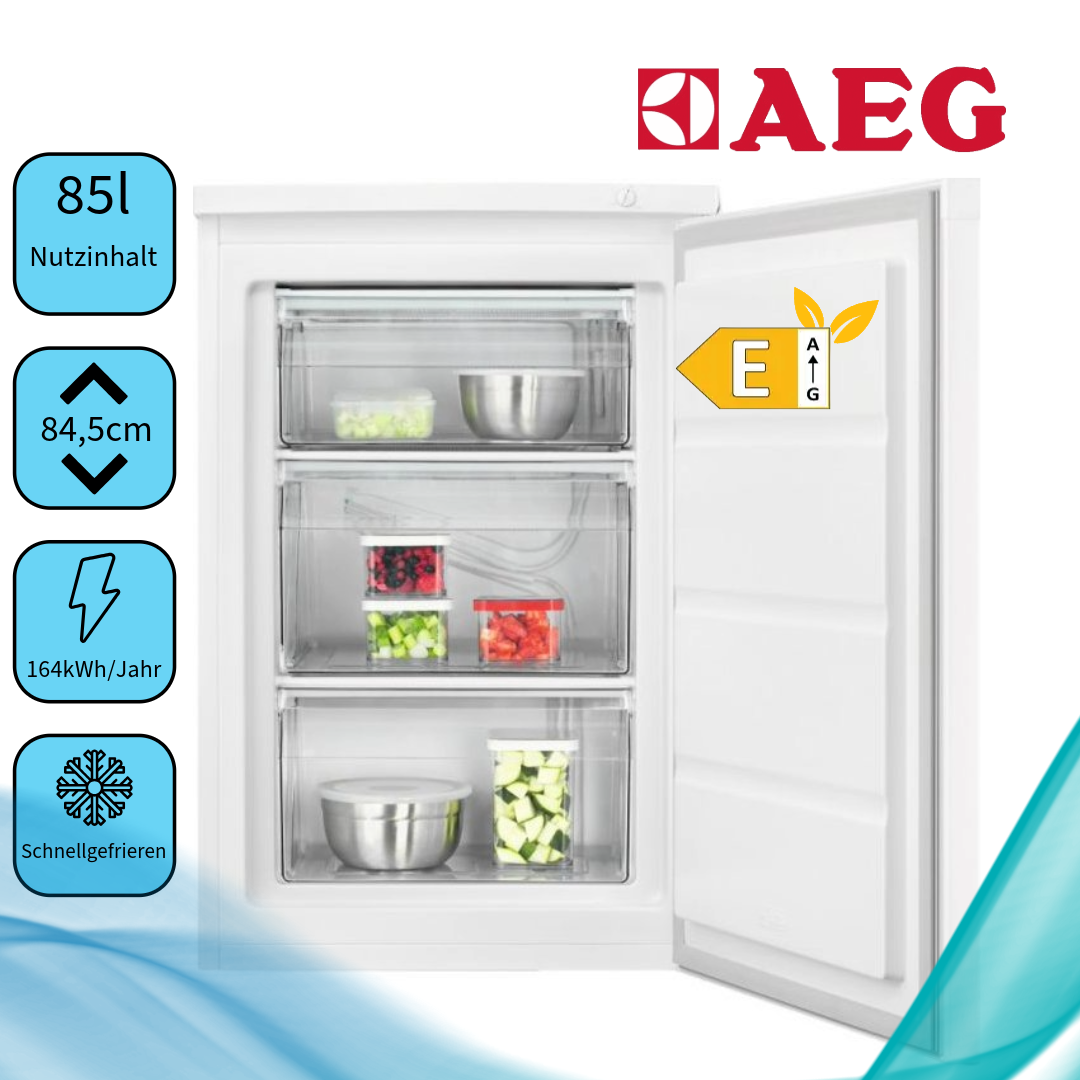 AEG ATB48E1AW  Standgefrierschrank    85 Liter  Breite 56 cm  Höhe 84,5 cm  Schnellgefrieren 