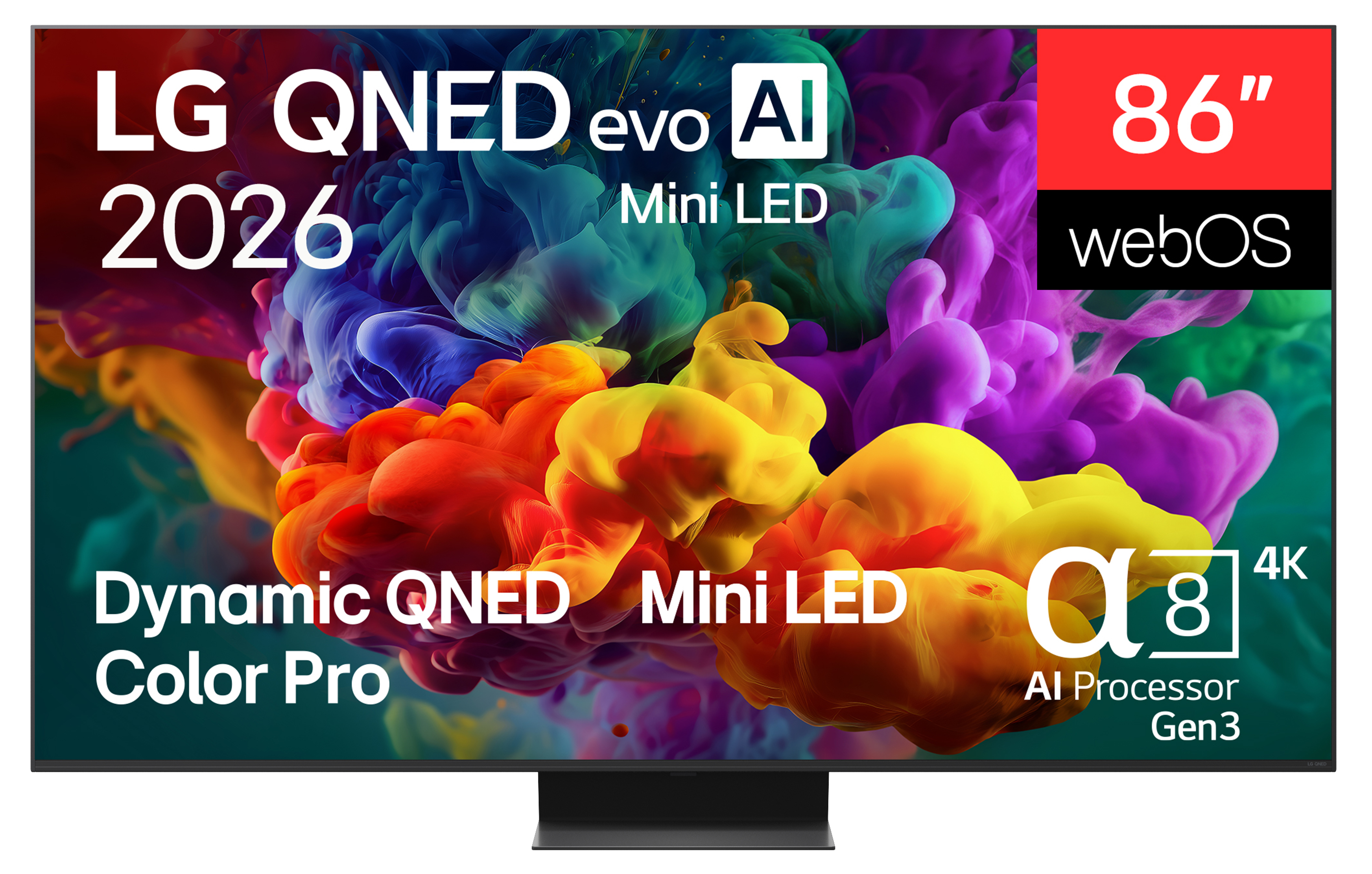 LG 86QNED87B6A IQ300 86 Zoll QNED evo 4K MiniLED Smart TV | Alpha8 Gen3 AI | 144 Hz Gaming | Dolby Vision IQ | FreeSync Premium | höhenverstellbarer Standfuß