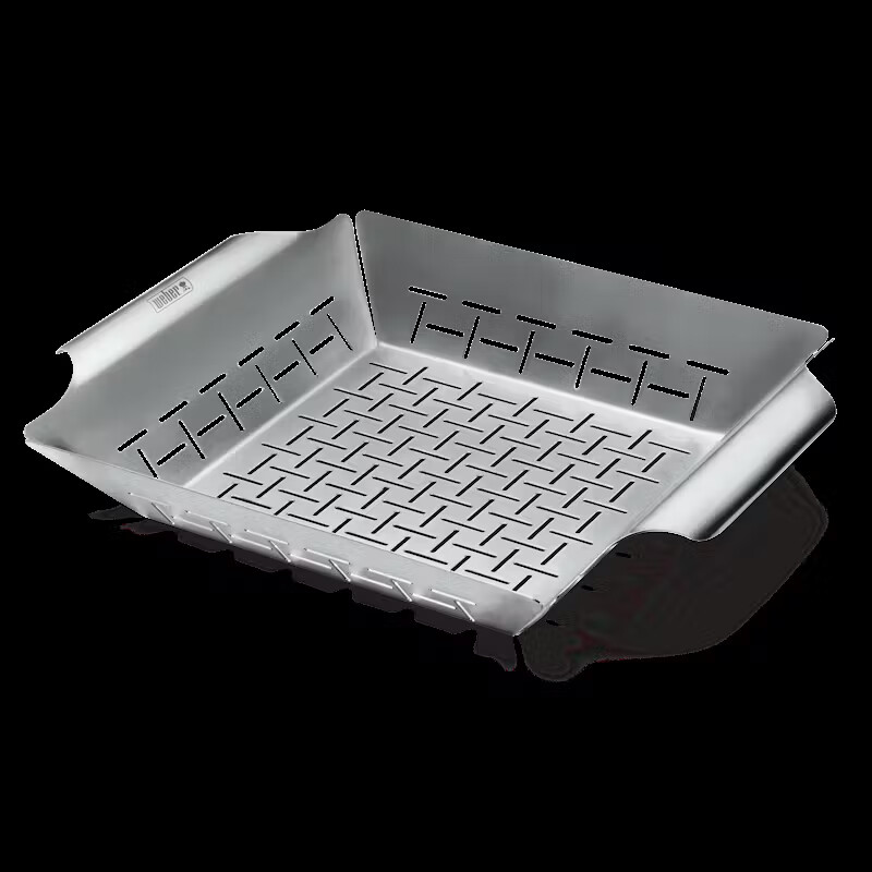 Weber Deluxe Grillkorb Edelstahl – Gemüsekorb für Gas- & Holzkohlegrills – Q3000 Serie kompatibel – 6434 