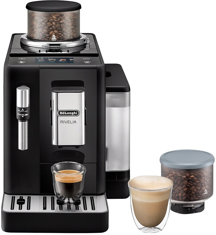DeLonghi EXAM440.35B Rivelia Perfetto Kaffeevollautomat mit Milchaufschäumer, 8 One-Touch-Getränke