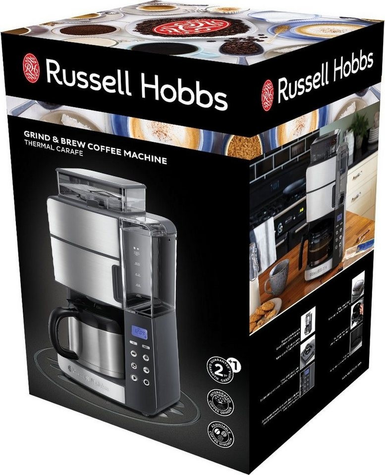 Russell Hobbs Grind  Brew 25620-56 Filterkaffeemaschine  10 Tassen pro Brühvorgang  mit Glaskanne