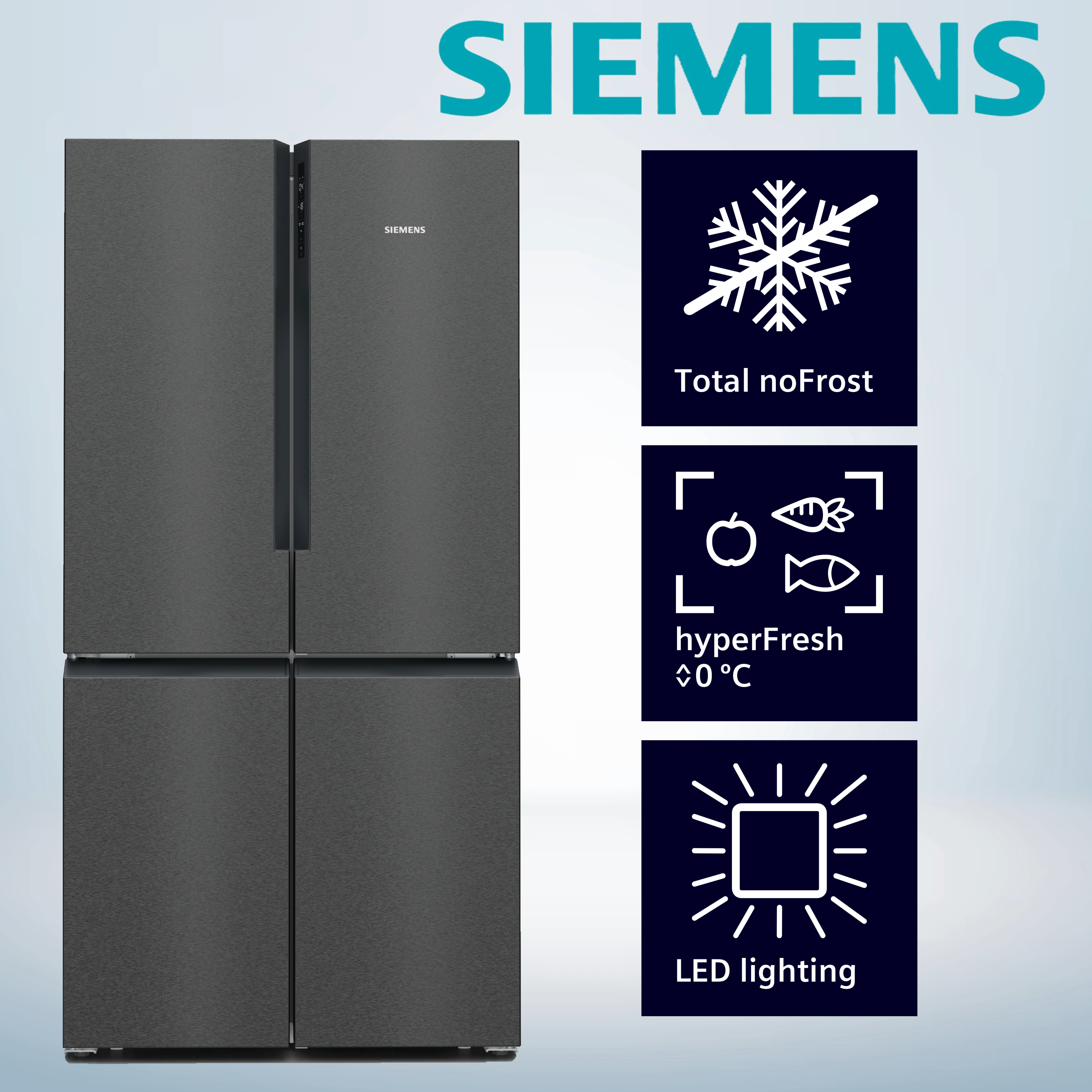 Siemens KF96NAXEA Side-by-Side-Kühlschrank  Inhalt Kühlbereich 405 Liter  Höhe 183 cm 