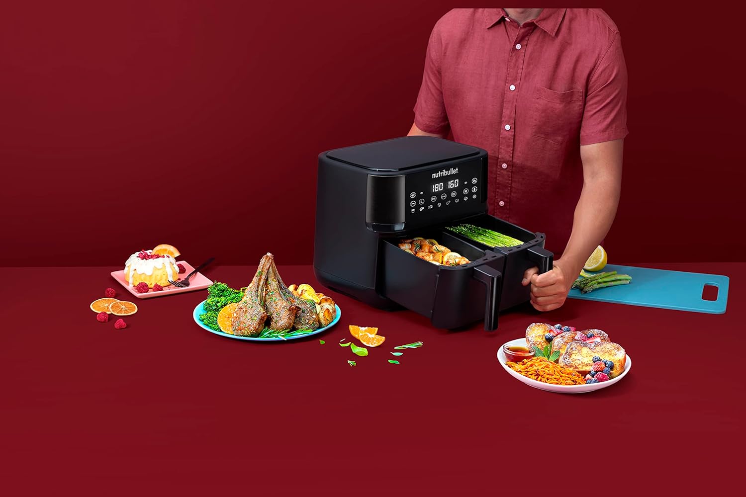 NUTRIBULLET NBA081B  Twin Drawer Air Fryer Heißluftfritteuse 2300 Watt Schwarz