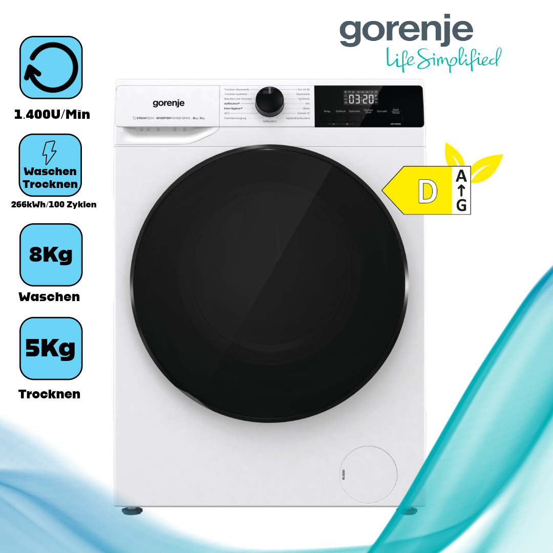 Gorenje WD2A854ADPS  freistehender Waschtrockner 