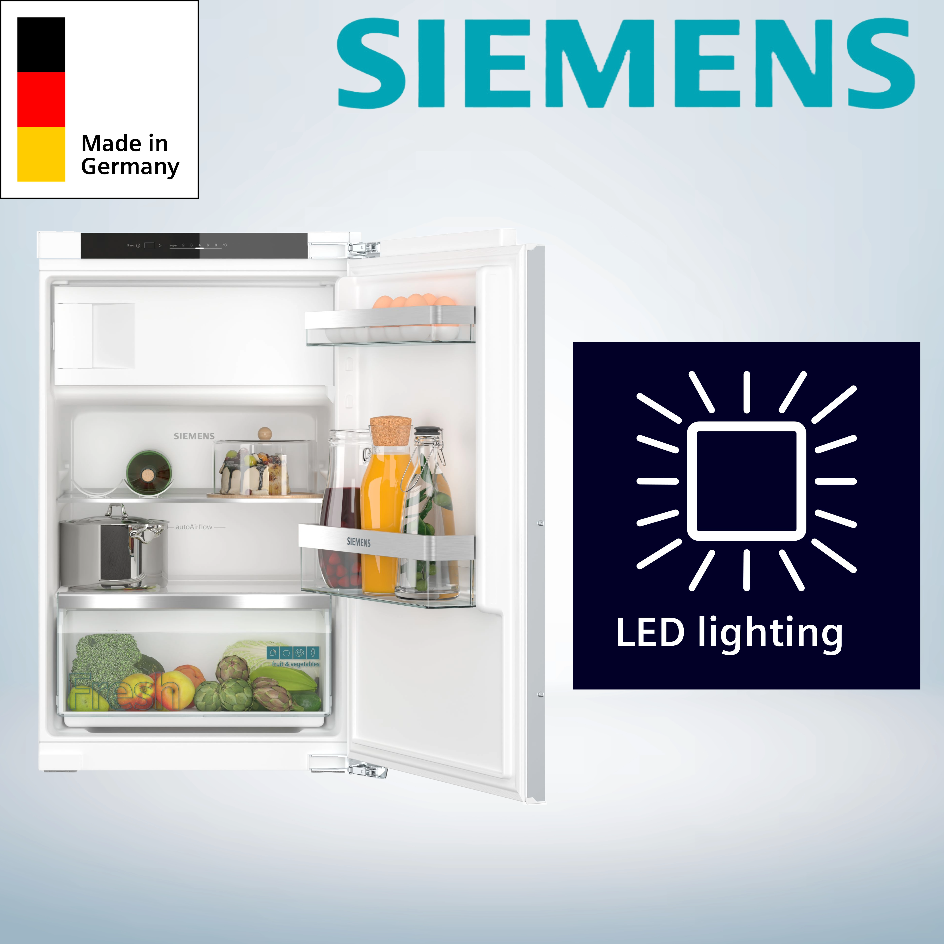 Siemens KI22LVFE0 Einbaukühlschrank Inhalt Kühlbereich 104 Liter  Höhe 87,4 cm 
