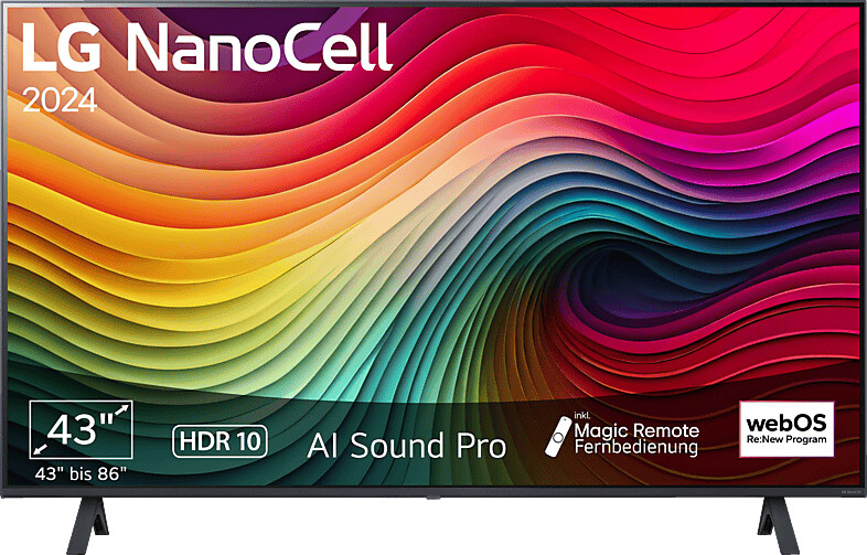 LG 43NANO81A6A  43 Zoll (109 cm) NanoCell Fernseher (α5 Gen7 4K AI-Prozessor, webOS 24)
