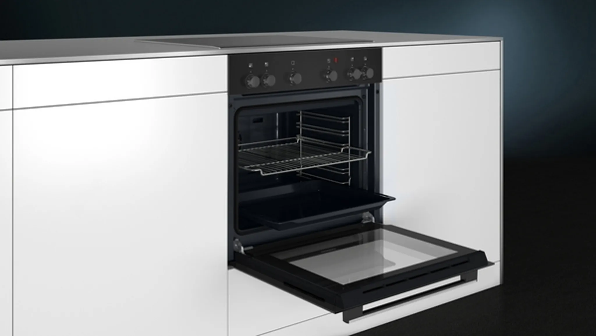 Siemens HE010FBA0 Einbau-Herd, 60 x 60 cm, Schwarz, Edelstahl