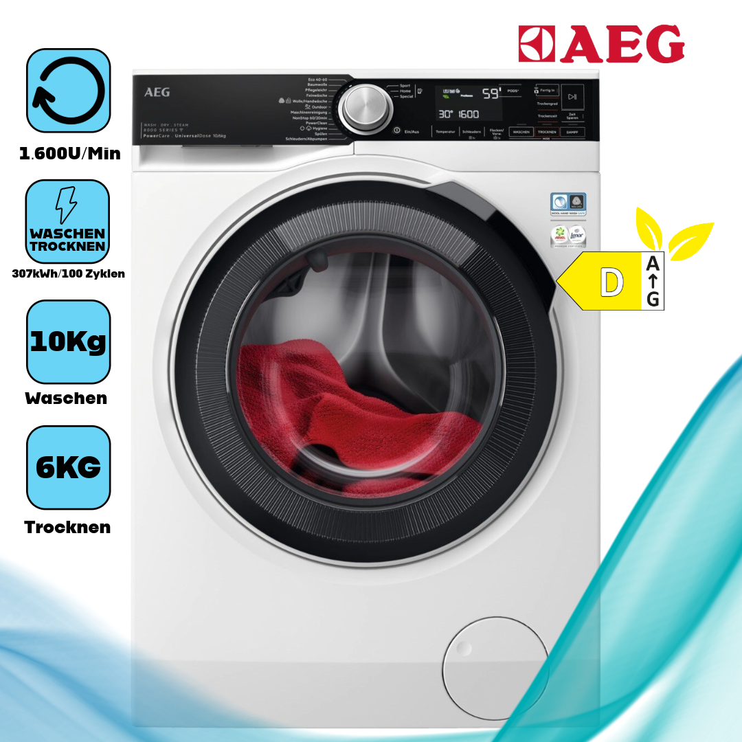 AEG LWR8E80600 Waschtrockner freistehend