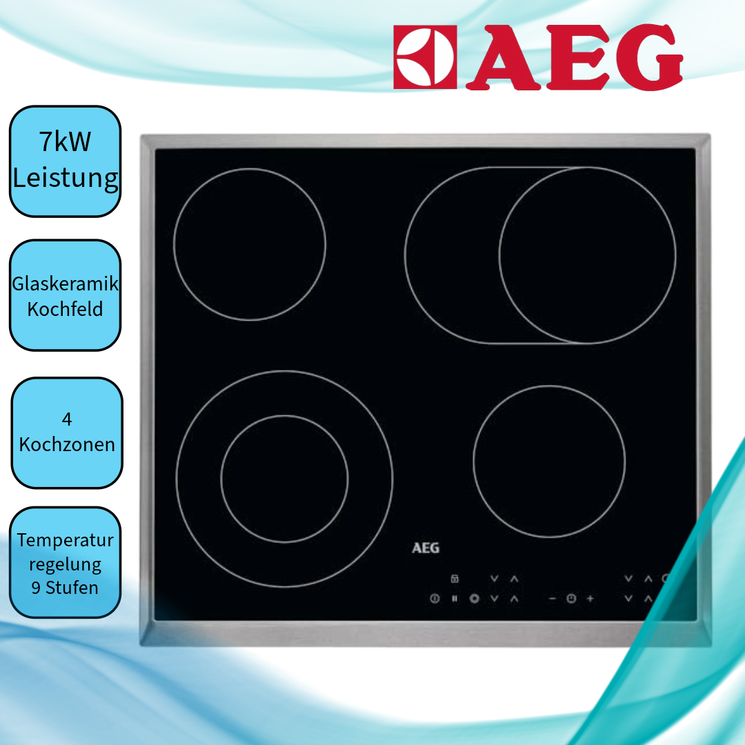 AEG HK634060XB Glaskeramikkochfeld  autark  aufliegender Einbau  Standardbreite 60  Kindersicherung