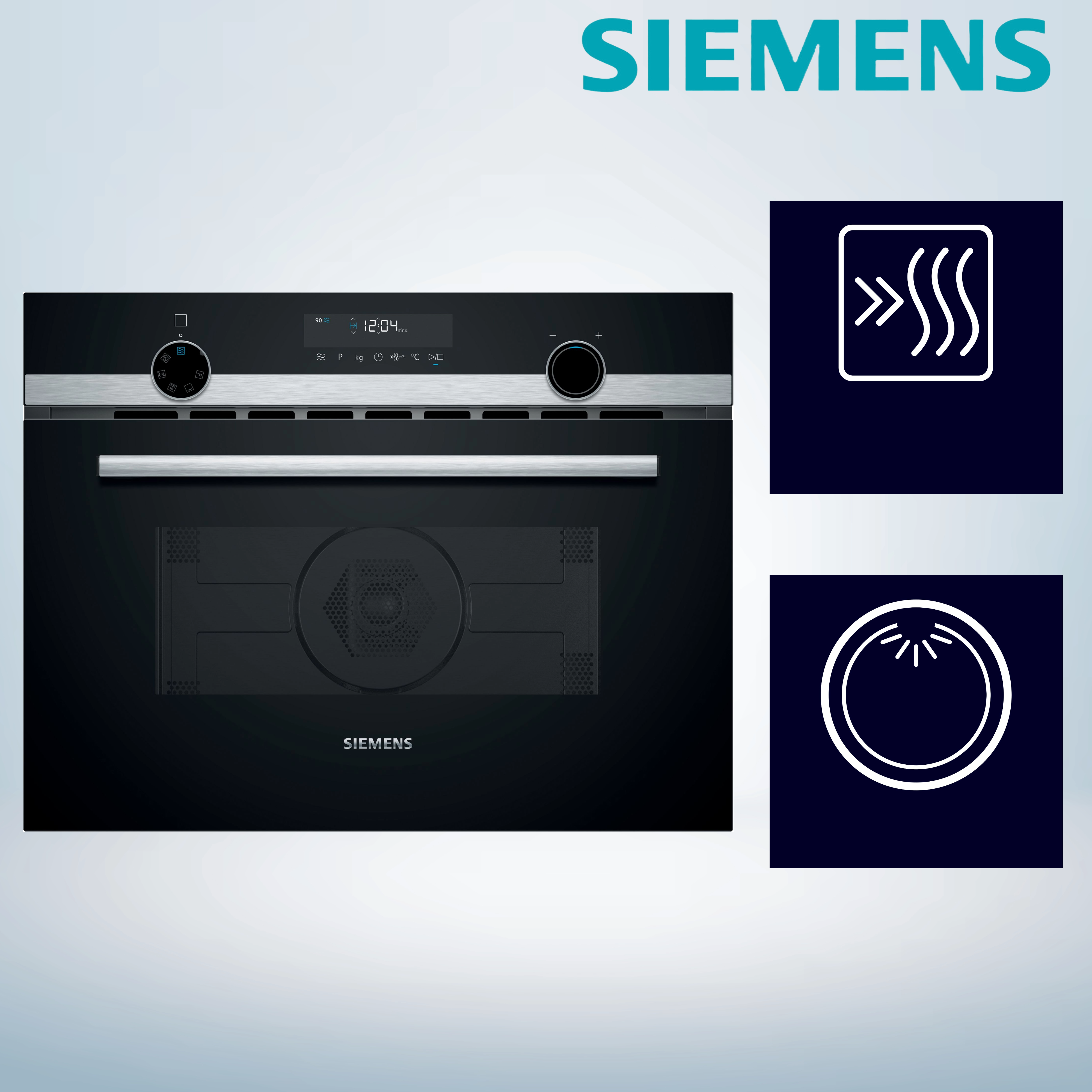 Siemens CM585AGS1 Einbau-Mikrowelle mit Heißluft, 60 x 45 cm, 900 W