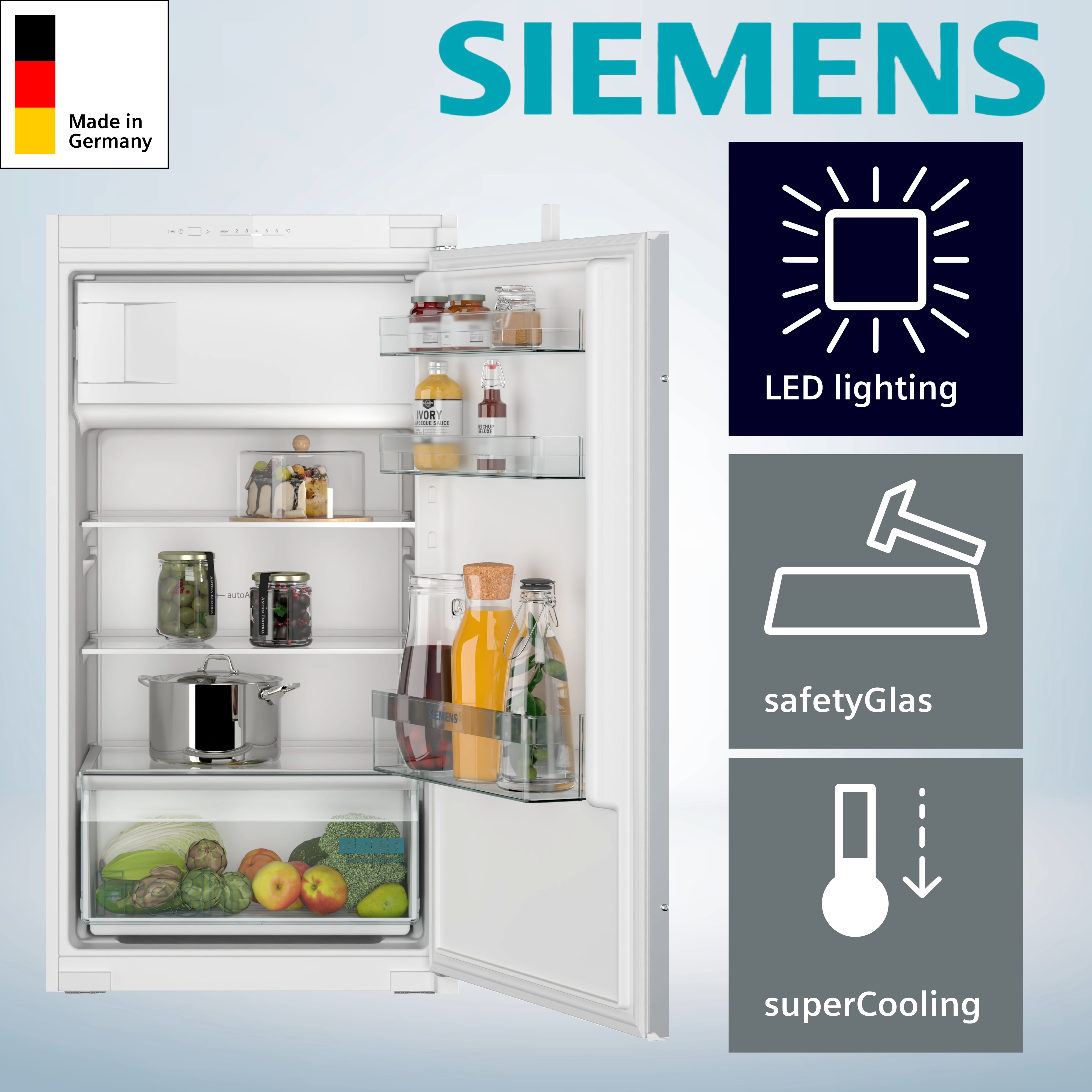 Siemens KI32LNSE0  Einbau-Kühlschrank iQ100, integrierbarer Kühlautomat mit Gefrierfach