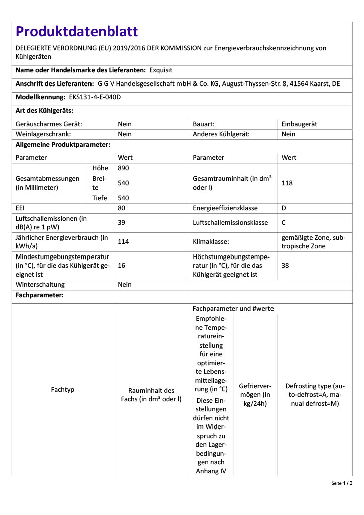 Exquisit EKS131-4-E-040D – Einbaukühlschrank mit Gefrierfach, 118 Liter und LED-Beleuchtung Exquisit EKS131-4-E-040D – Einbaukühlschrank mit Gefrierfach, 118 Liter und LED-Beleuchtung