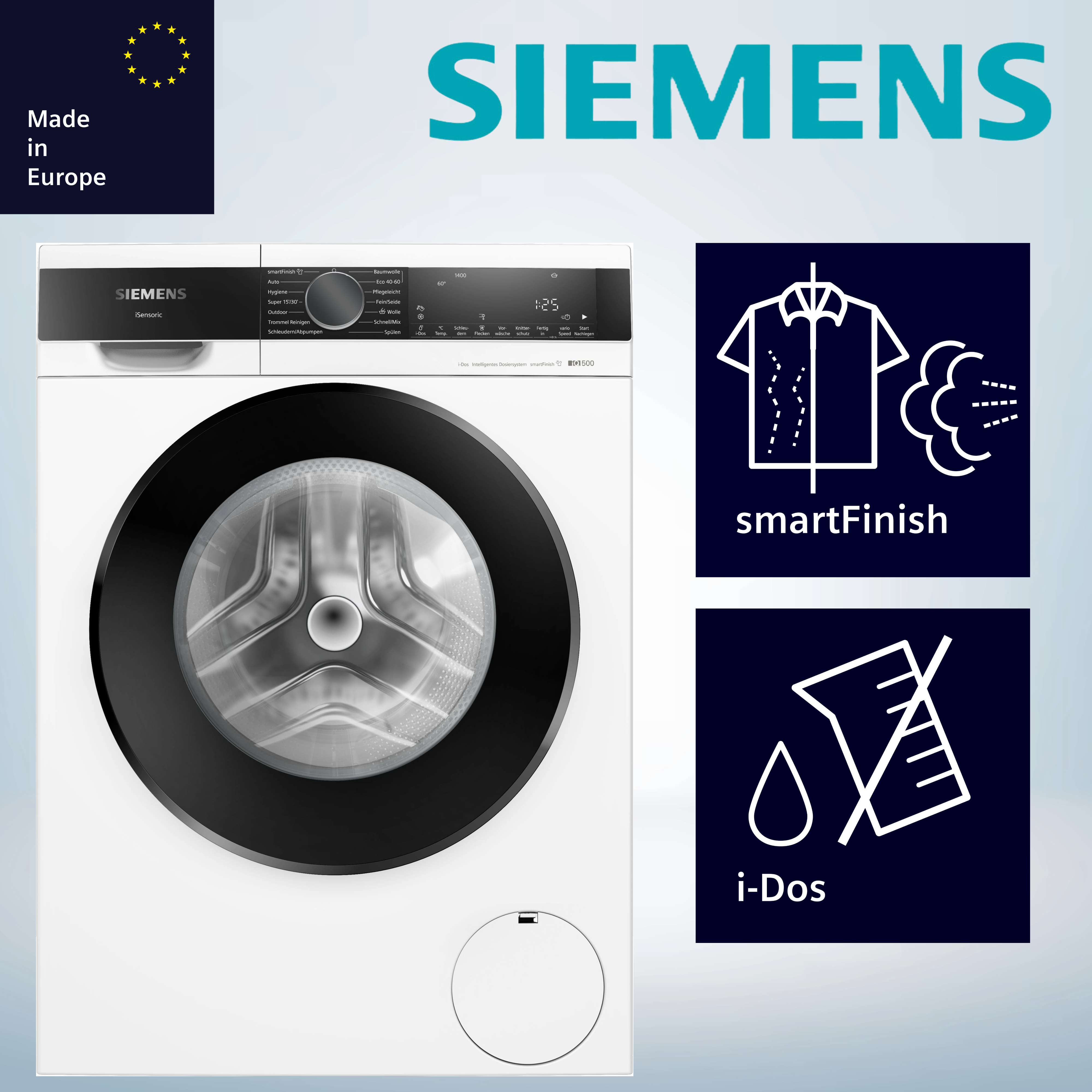 Siemens WG44G2F22 Waschmaschine, 9 kg, 1400 U/min, intelligente Dosierung