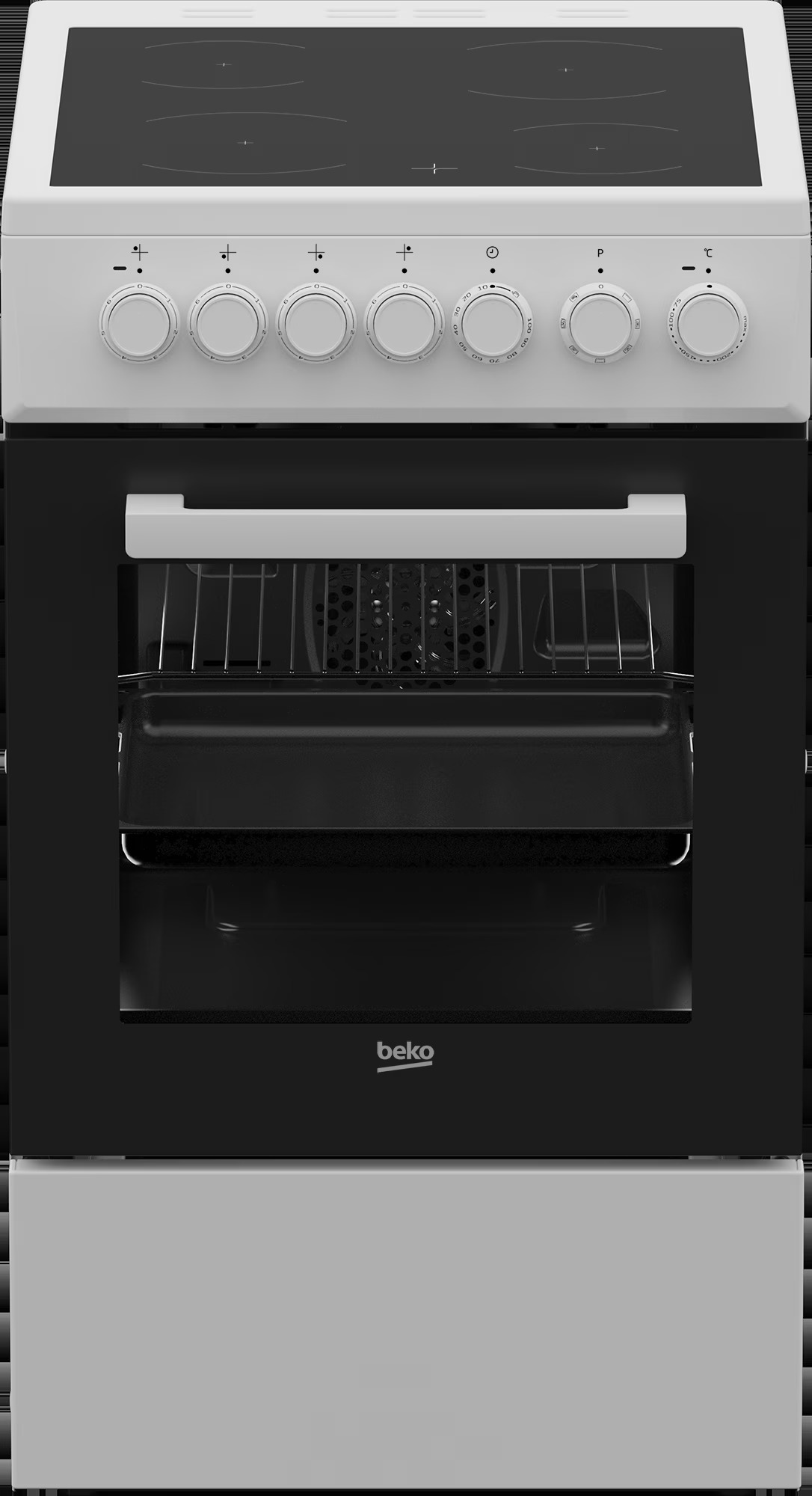Beko FSM57100GW  Elektro-Herd mit Glaskeramik-Kochfeld, Freistehend, 50 cm Standherd