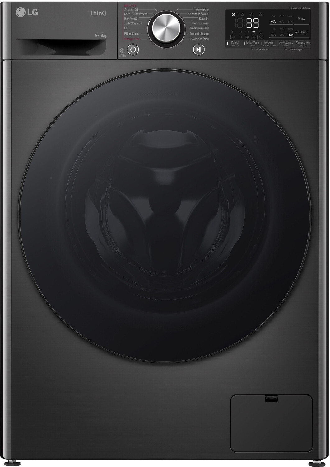 LG W4WR7096YB black Klasse D, Frontlader-Waschtrockner 9 - 6 kg, 62 x 60 x 85 cm, Wi-Fi