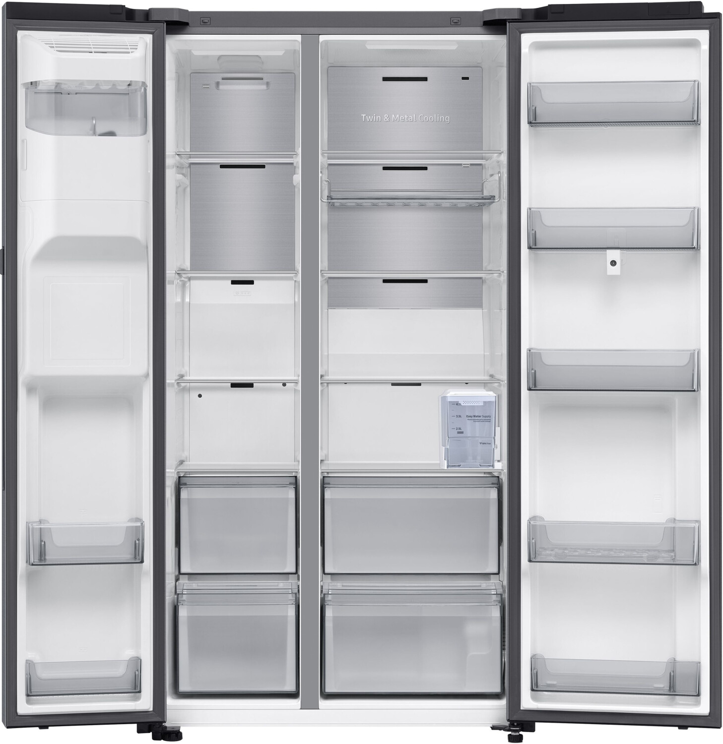Samsung RS90F67BETEF Side-by-Side Kühl-Gefrierkombination, AI Kühlschrank mit Gefrierfach