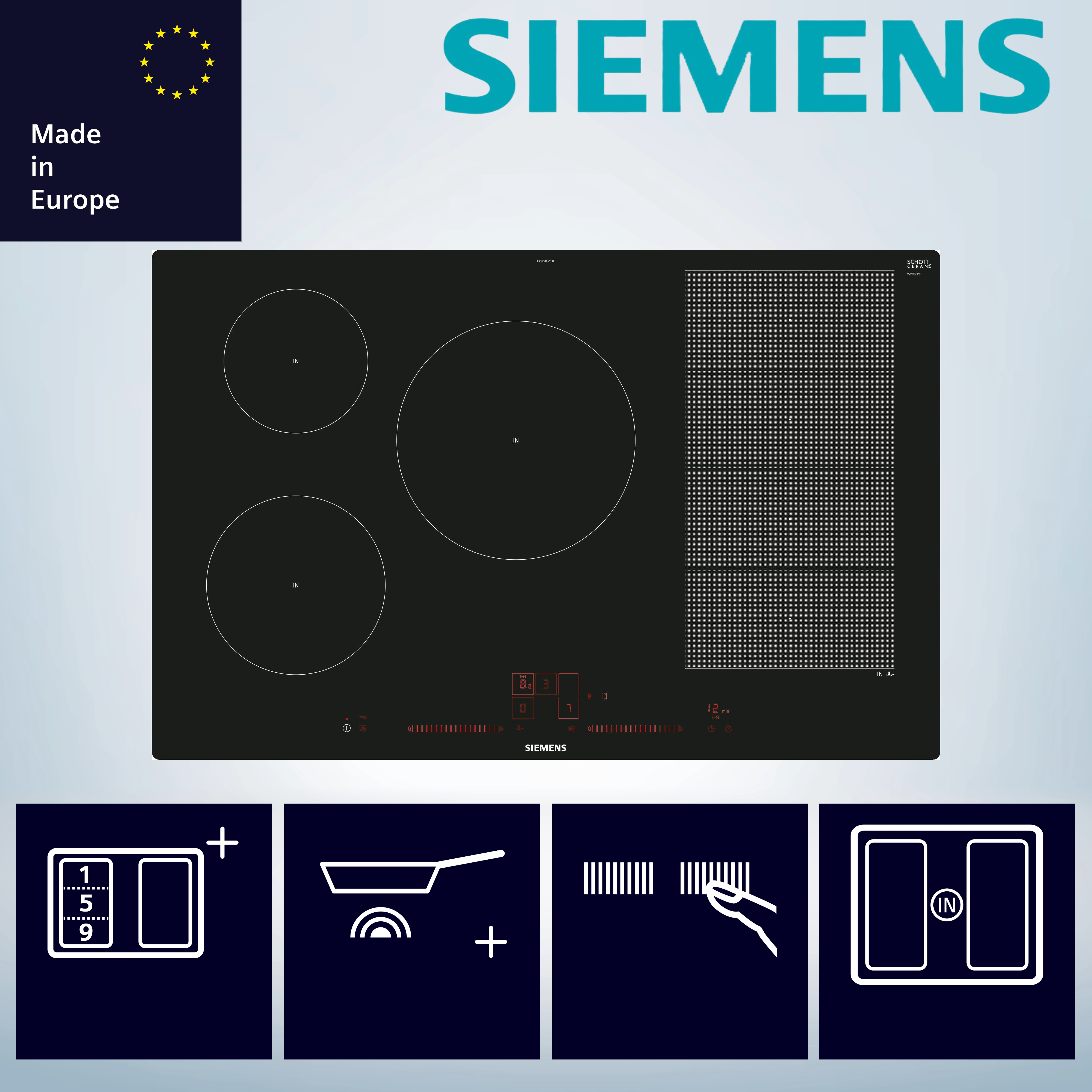 Siemens EX801LVC1E iQ700 80 cm Induktions-Kochstelle, Glaskeramik
