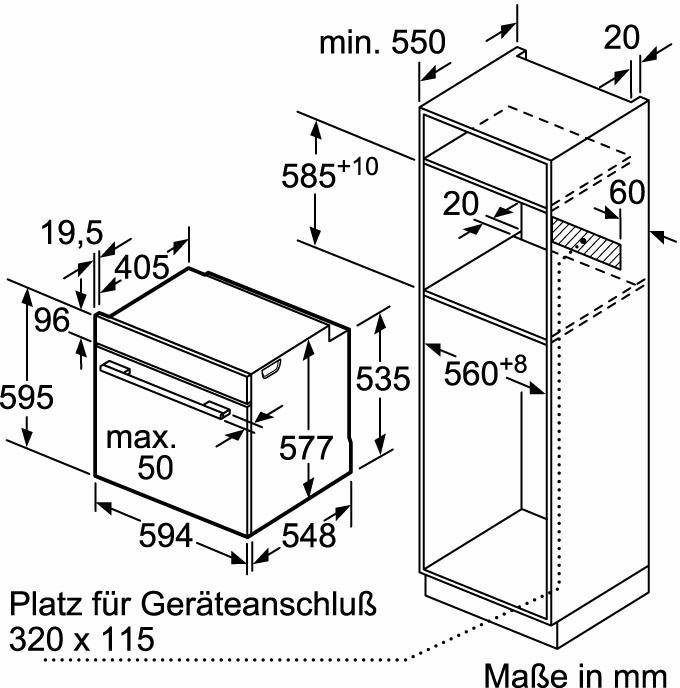 Neff BCC3672 Einbaubackofen  71 Liter  Heißluftgrill  Pyrolyse  Umluft  Heißluft  Grill  Pizzastufe 