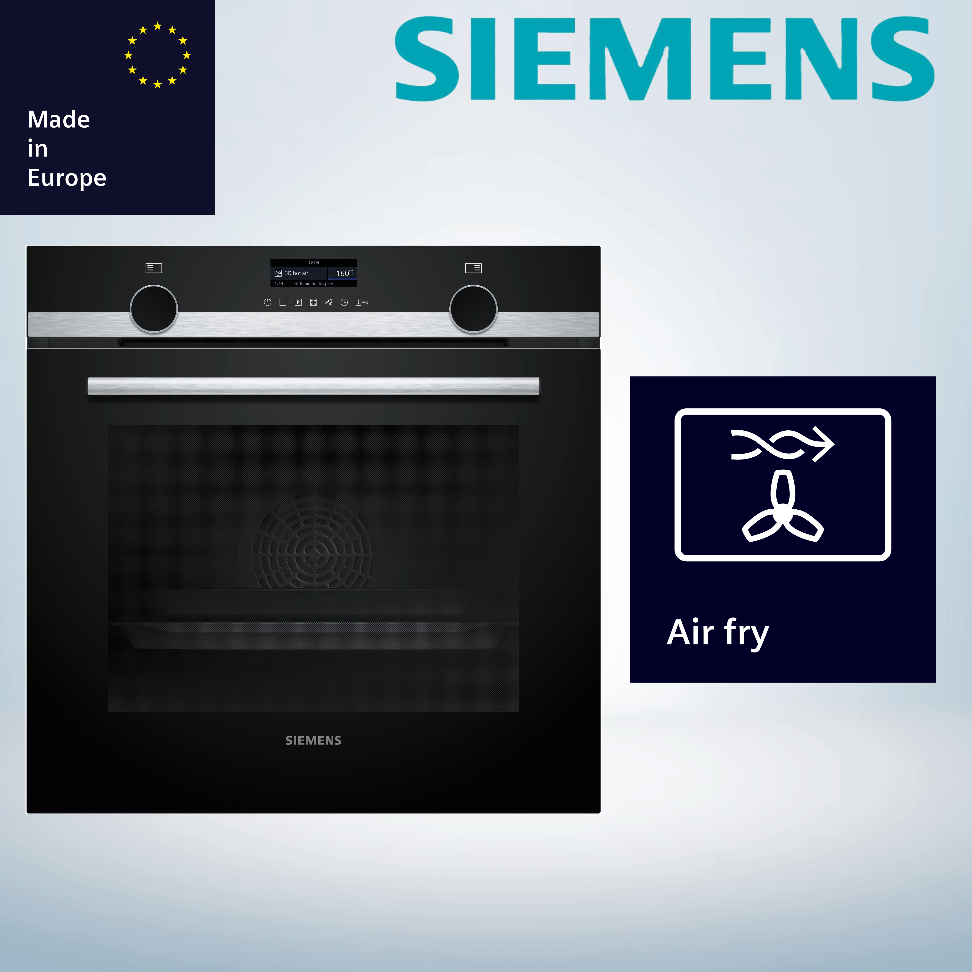 Siemens HB579GBR3 Einbau-Backofen 60 x 60 cm, Air Fry, activeClean Pyrolyse Selbstreinung