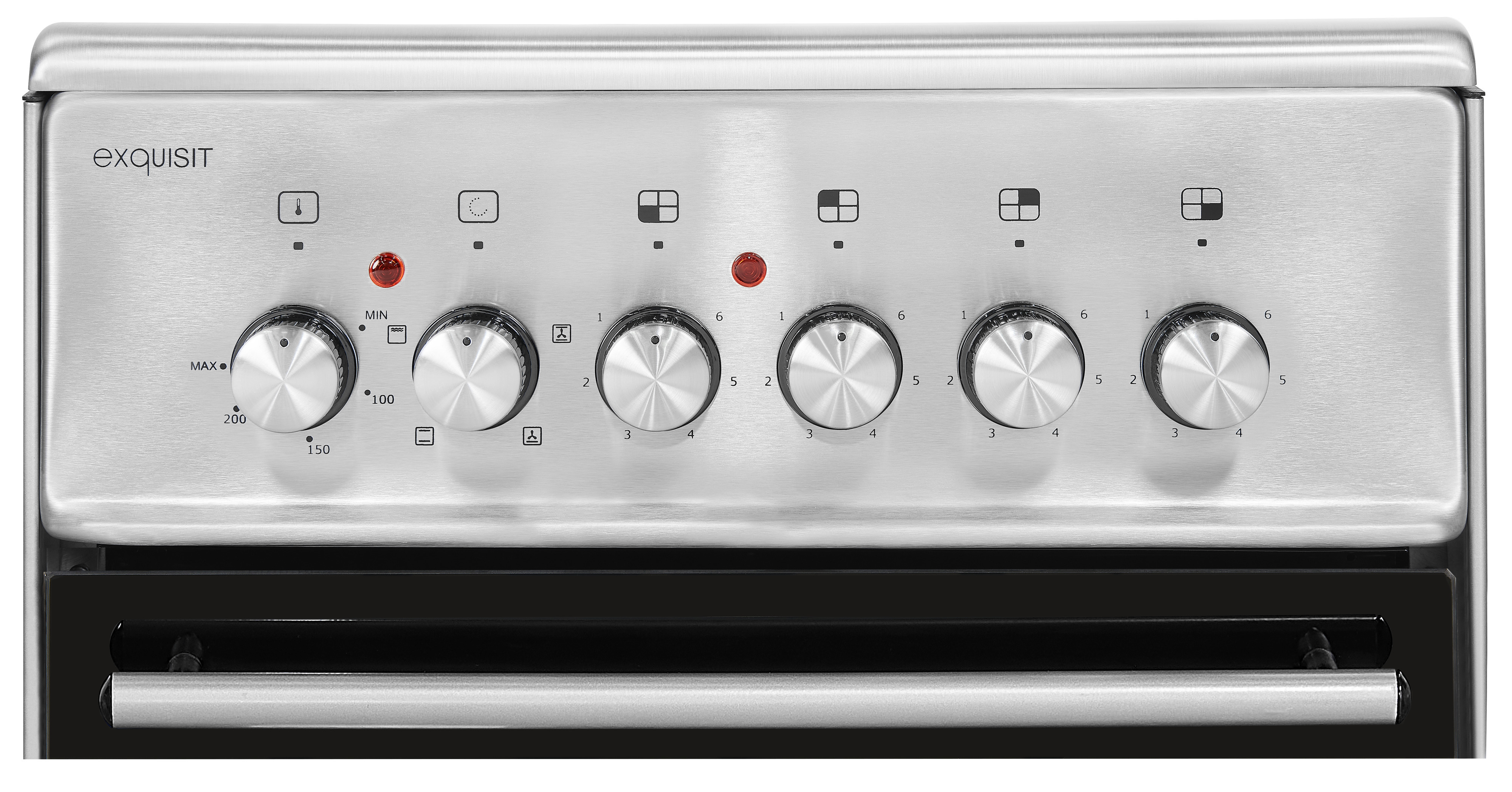 Exquisit ECM 5-4 inox Standherd mit Glaskeramik-Kochfeld, 46L, Energieeffizienzklasse A