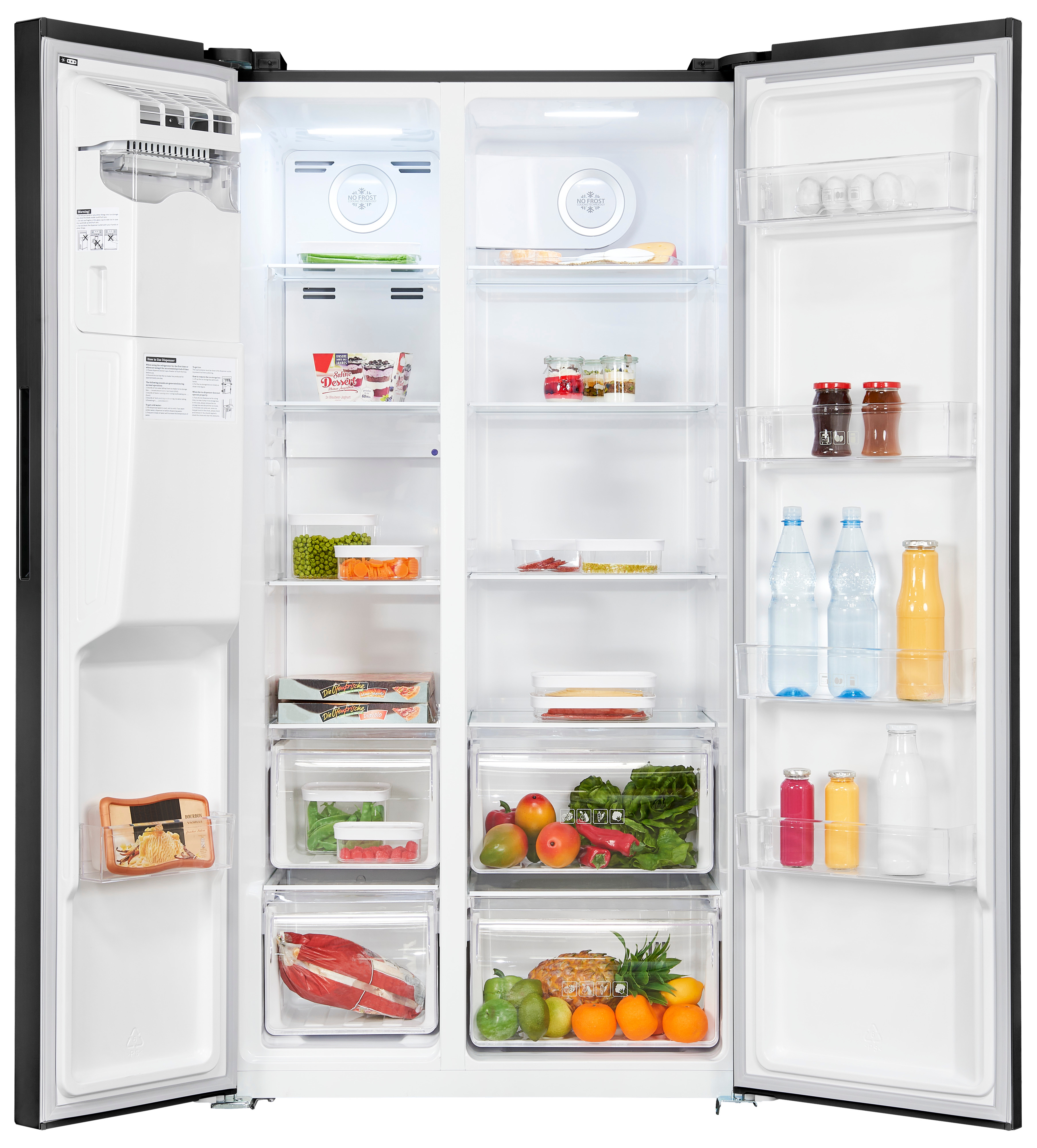 Exquisit SBS520-CF-040E inoxlook-az – Side-by-Side-Kühlschrank mit Eiswürfelspender und 513 Liter Volumen Exquisit SBS520-CF-040E inoxlook-az – Side-by-Side-Kühlschrank mit Eiswürfelspender und 513 Liter Volumen