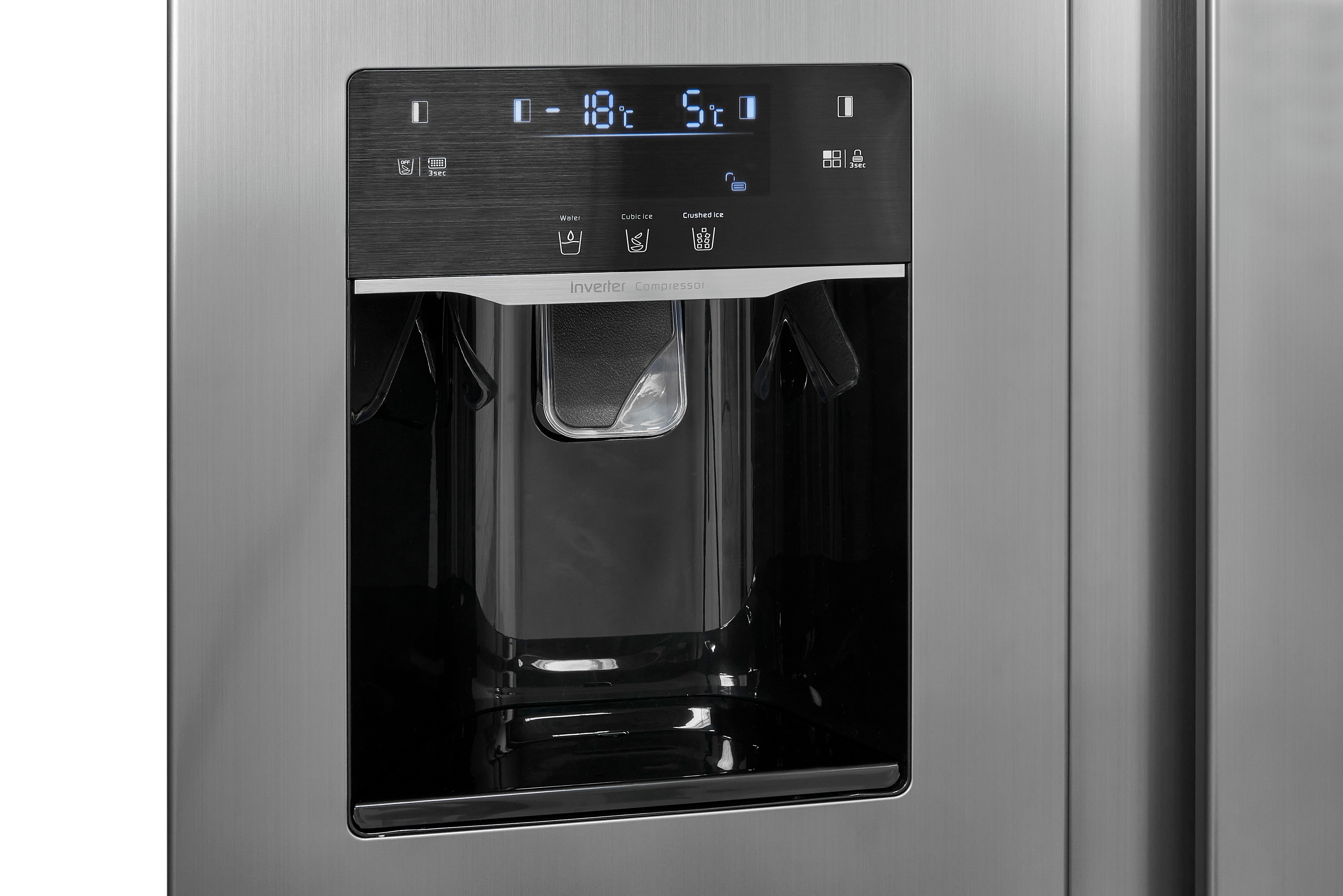 Exquisit SBS520-CF-040E inoxlook – Side-by-Side-Kühlschrank mit Eiswürfelspender, 513L, No-Frost, Silber/Grau Exquisit SBS520-CF-040E inoxlook – Side-by-Side-Kühlschrank mit Eiswürfelspender, 513L, No-Frost, Silber/Grau